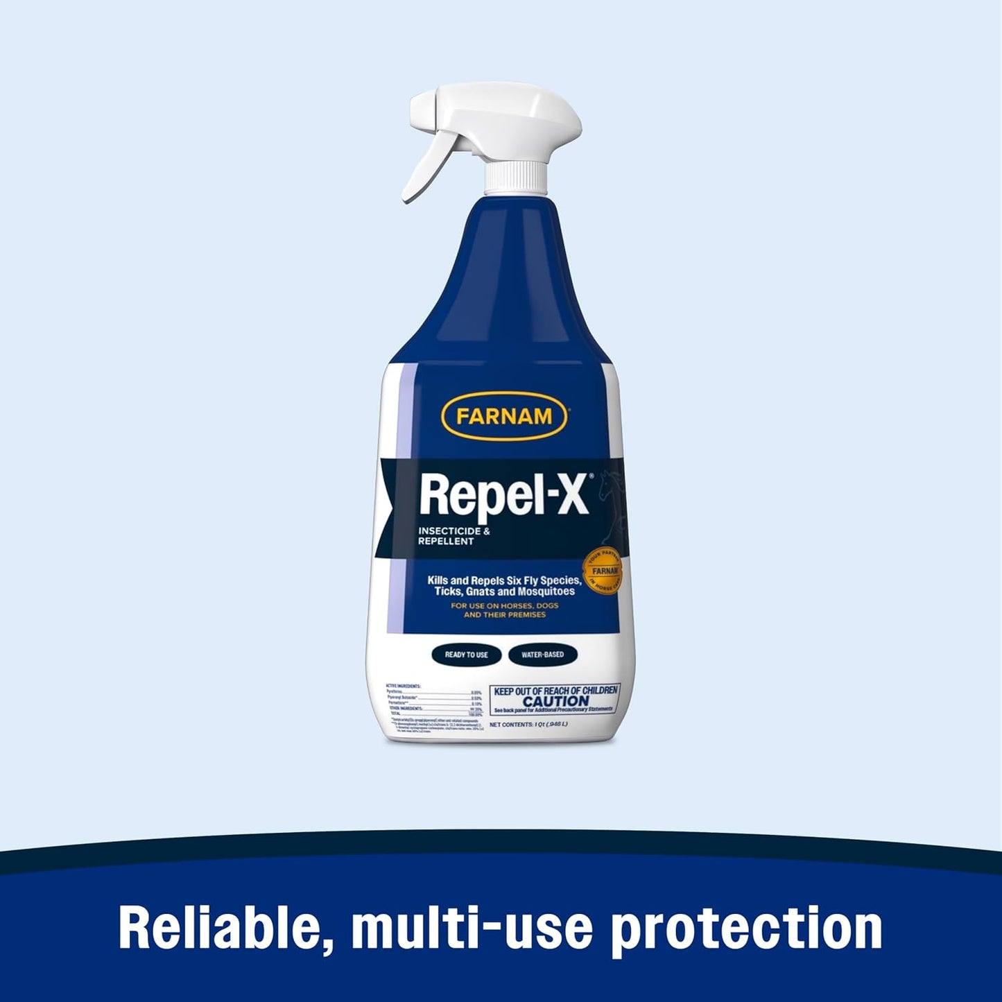 Repel-X Ready-To-Use Fly Spray, Insecticide and Repellent for Horses and Dogs, 32 Fluid Ounces, 1 Quart Bottle with Trigger Sprayer