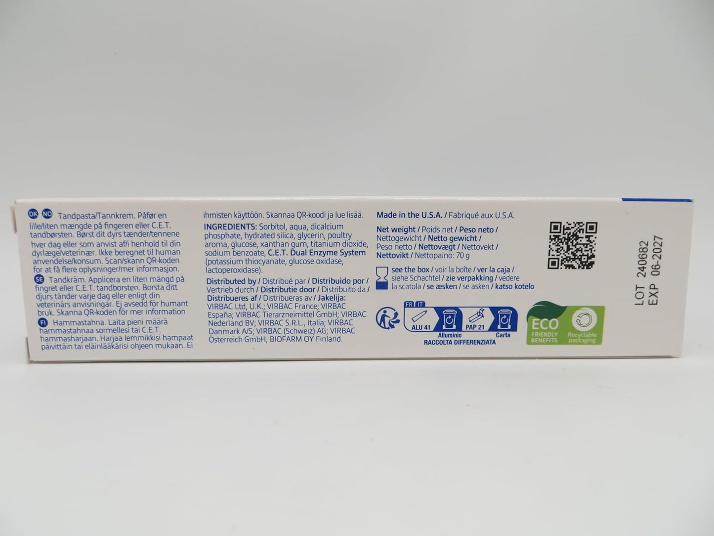 C.E.T. Enzymatic Toothpaste, Eliminates Bad Breath by Removing Plaque & Tartar Buildup, Best Pet Dental Care Toothpaste, Poultry Flavor, 2.5 Oz Tube