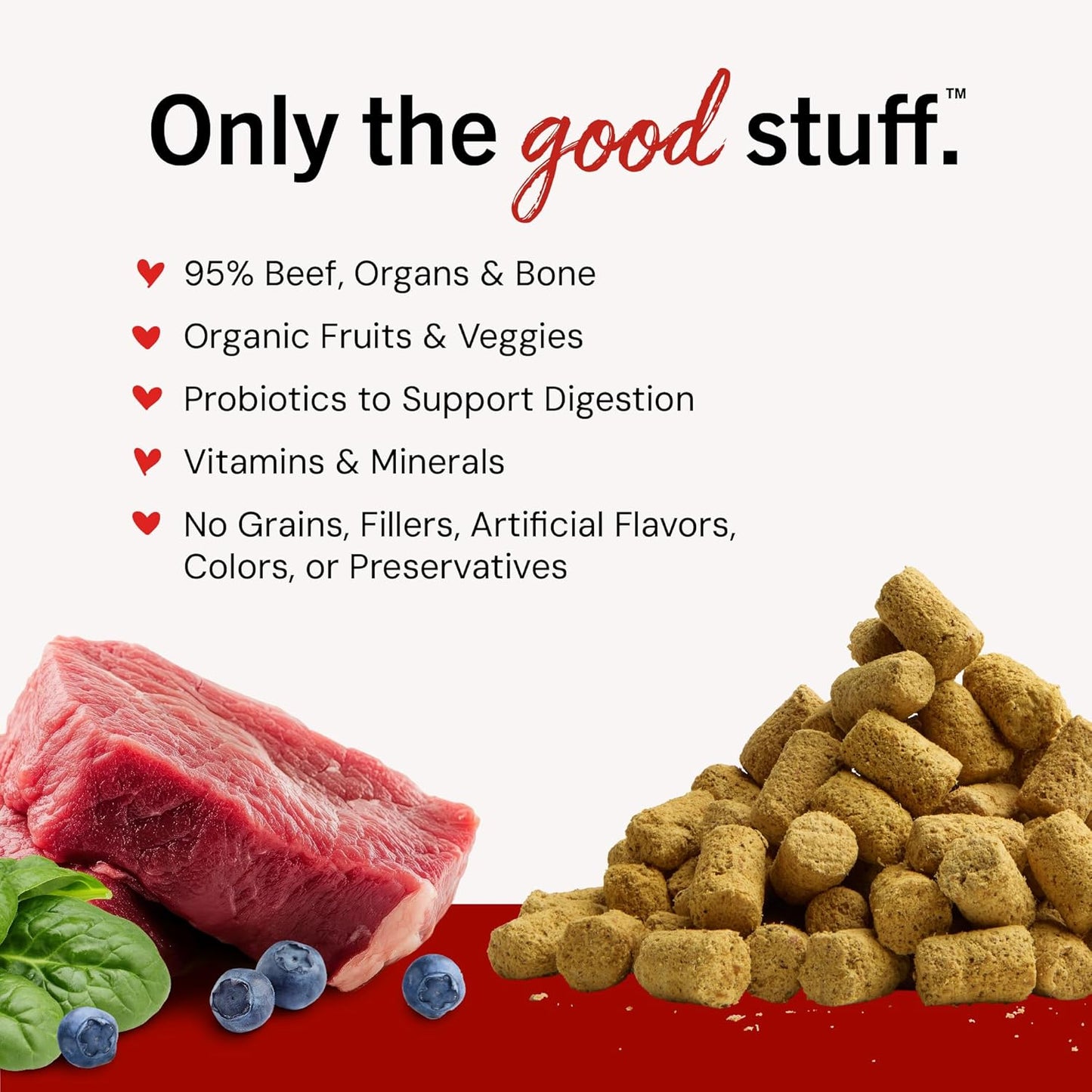 Freeze-Dried Raw Beef Meal Mixers- Dog Food Topper and Mixer - Made with 95% Grass-Fed Beef, Organs & Bone - Perfect for Picky Eaters - Grain-Free - 18 Oz