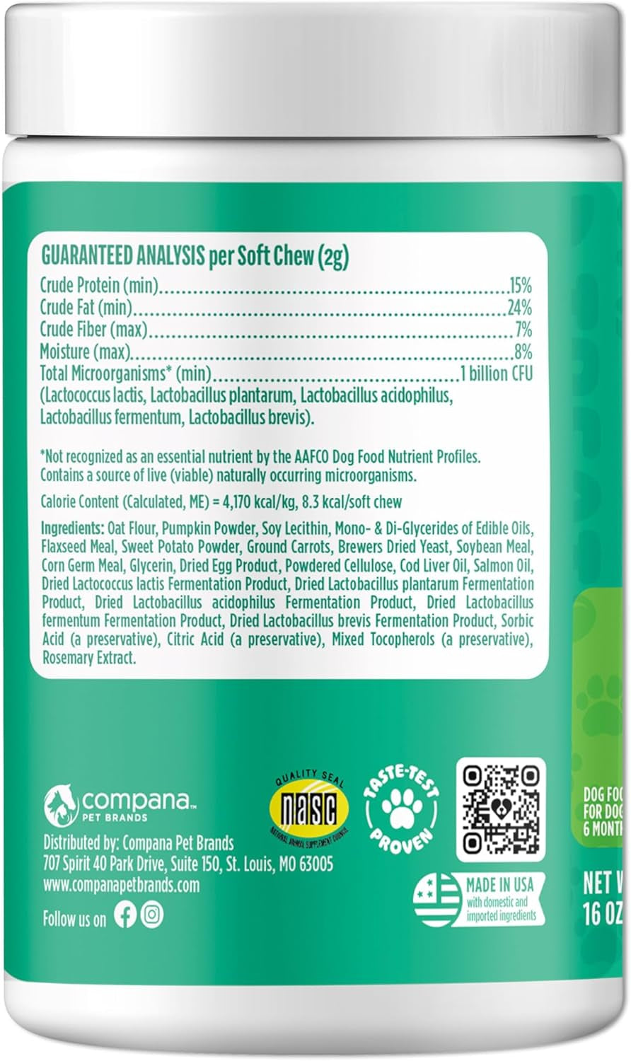 Probiotics for Dogs - Advanced Dog Probiotics with Prebiotics - Promotes Digestive Health - Supports Immune System and Overall Health (Pumpkin) 225 Soft Chews