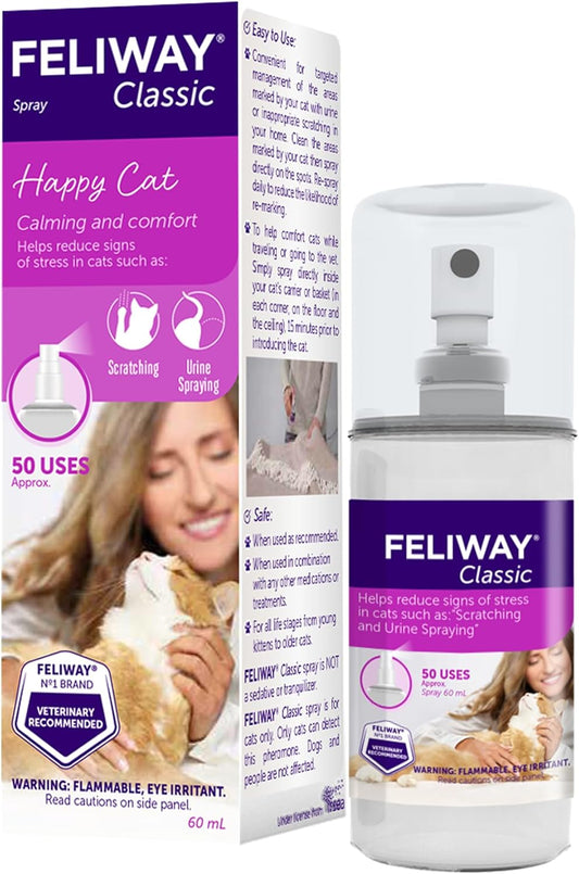 ® Classic Cat Calming Spray, 60Ml - Comforts Cats at Home and on the Go and Helps to Calm during Travel