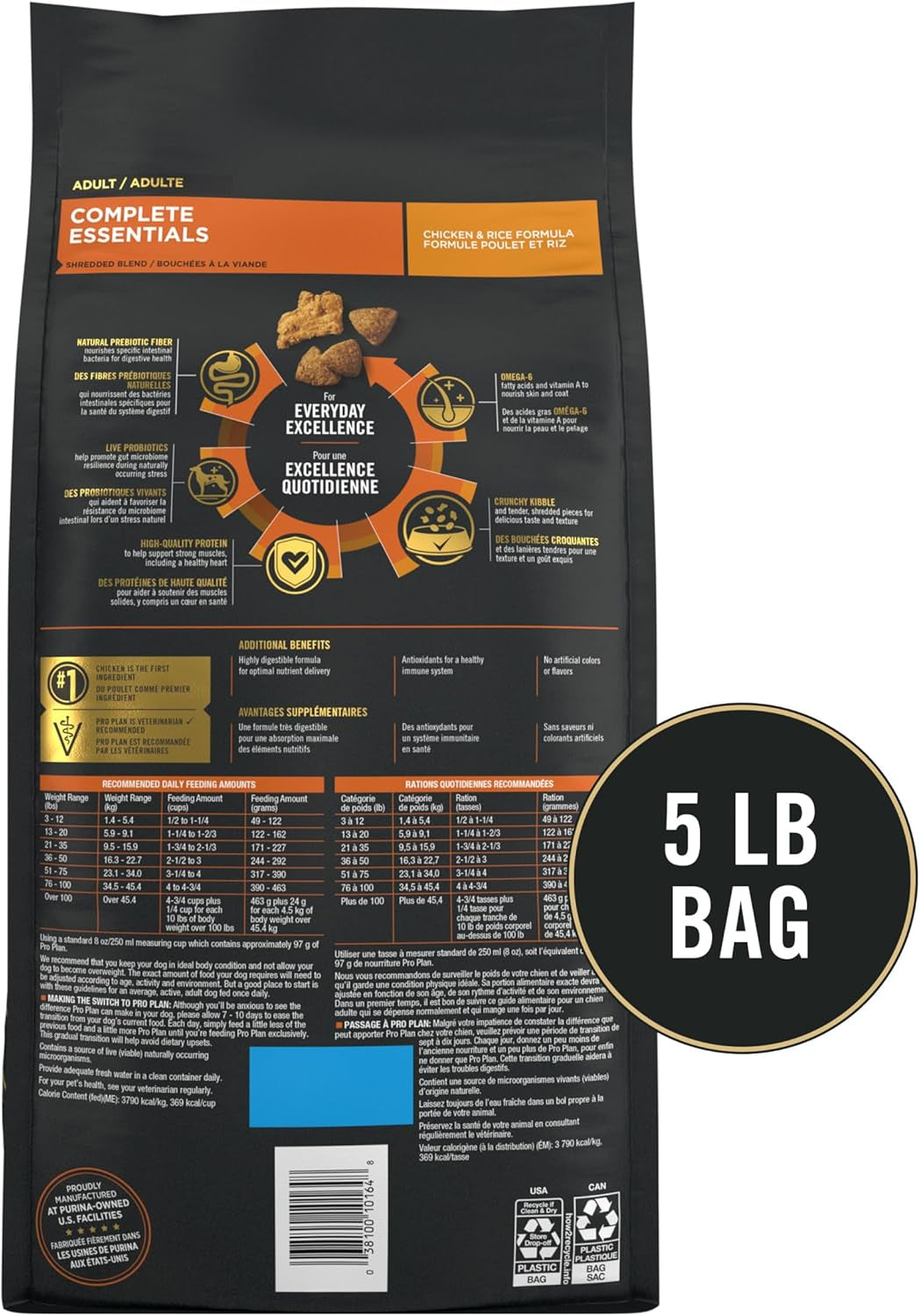 Complete Essentials Shredded Blend Chicken and Rice Dog Food Dry Formula with Probiotics for Dogs - 5 Lb.
