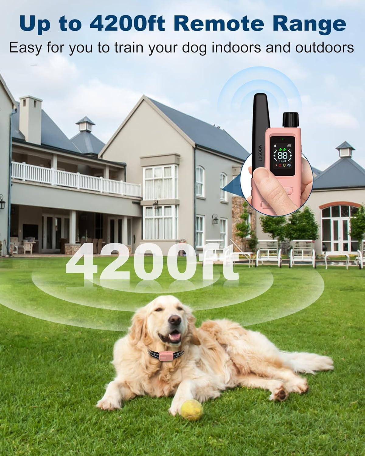 Dog Shock Collar - 4200FT Dog Training Collar with Remote Innovative IPX7 Waterproof with 4 Training Modes, Rechargeable E-Collar for All Breeds Pink