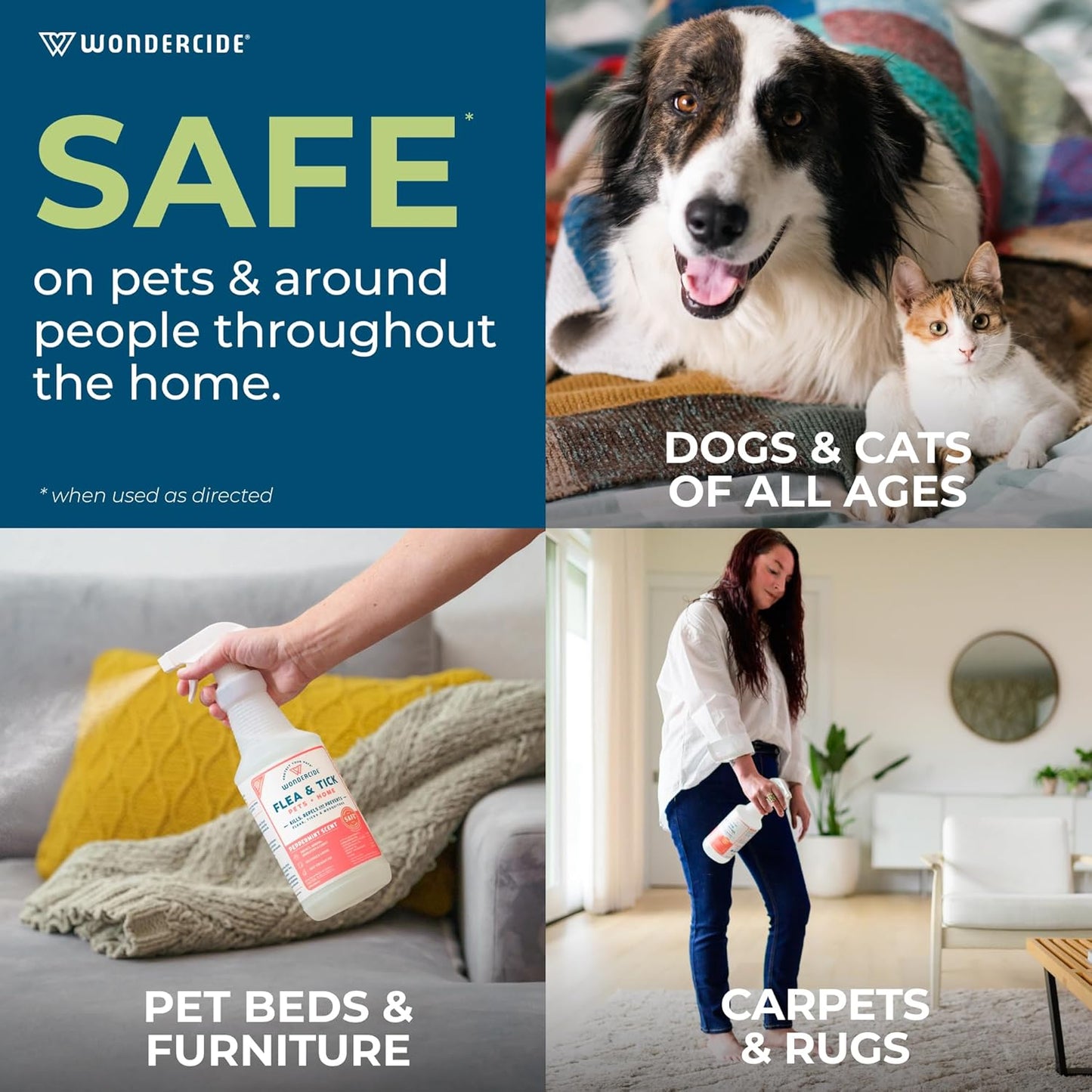 - Flea, Tick & Mosquito Spray for Dogs, Cats, and Home - Flea and Tick Killer, Control, Prevention, Treatment - with Natural Essential Oils - Pet and Family Safe - Peppermint 32 Oz