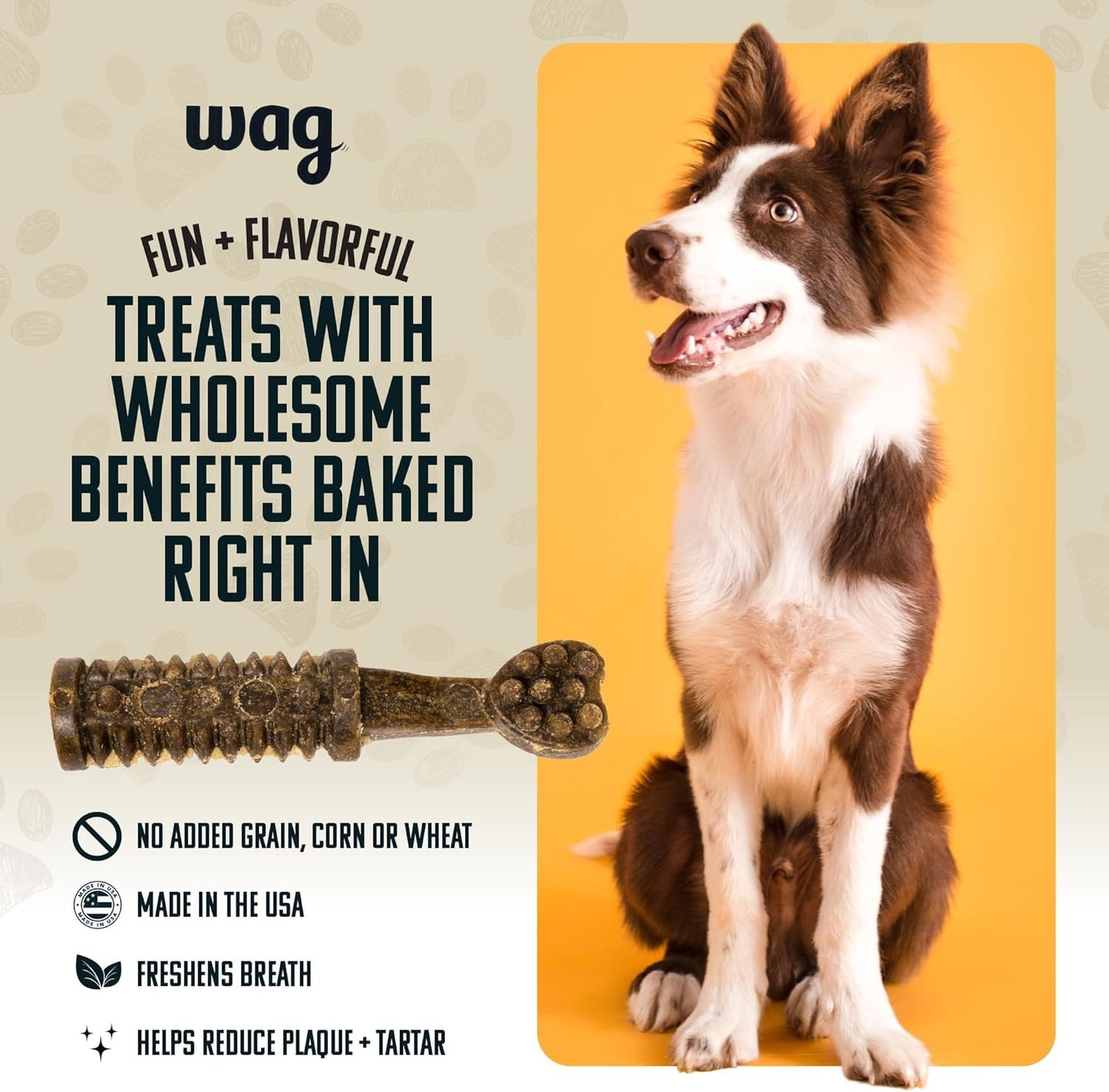 Amazon Brand - Dental Dog Treats to Help Clean Teeth & Freshen Breath Tiny, 2.25 Pounds, Unflavored - 130 Count, Pack of 1