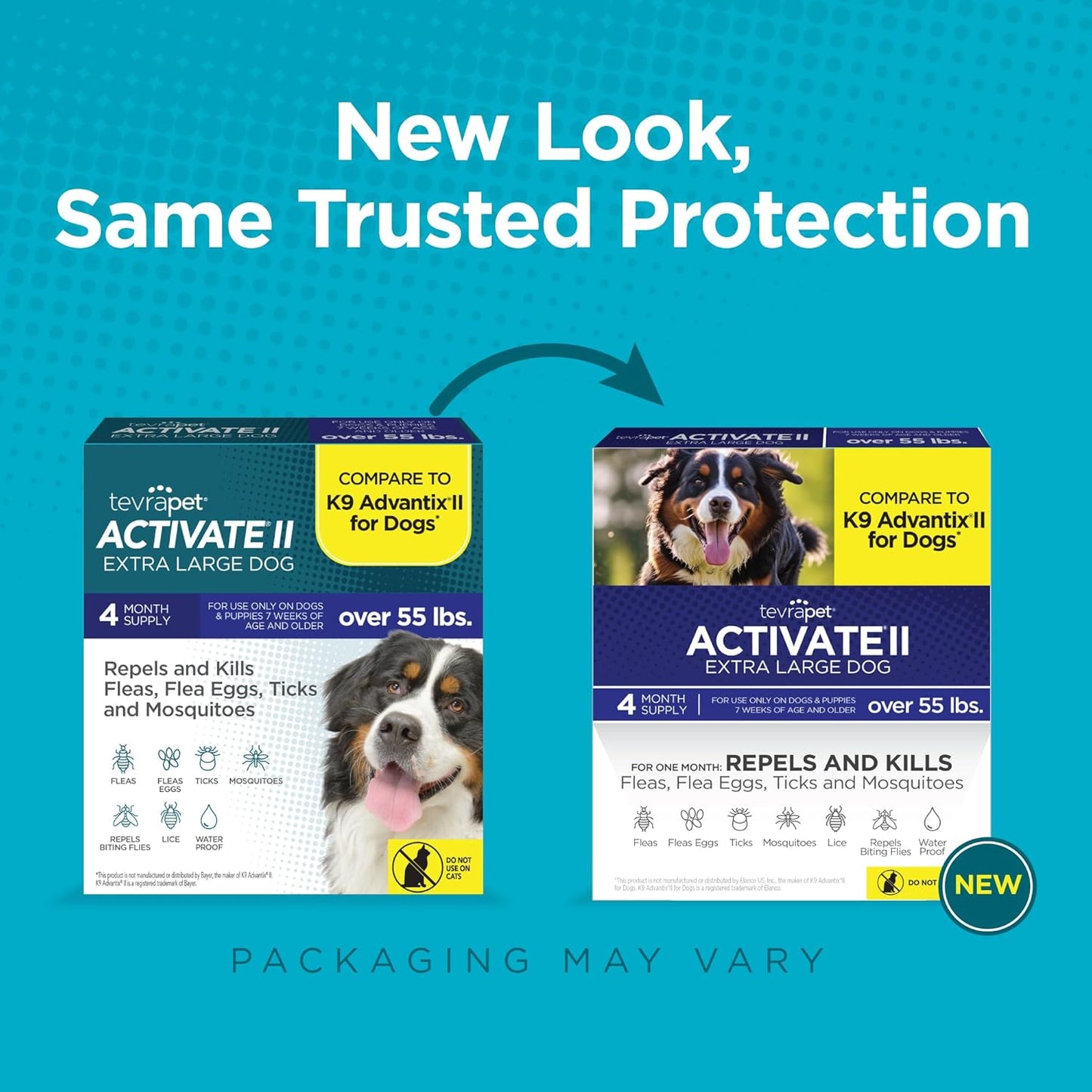 Activate II Flea and Tick Prevention for Dogs | 4 Count | Extra Large Dogs 55+ Lbs | Topical Drops | 4 Months Flea Treatment