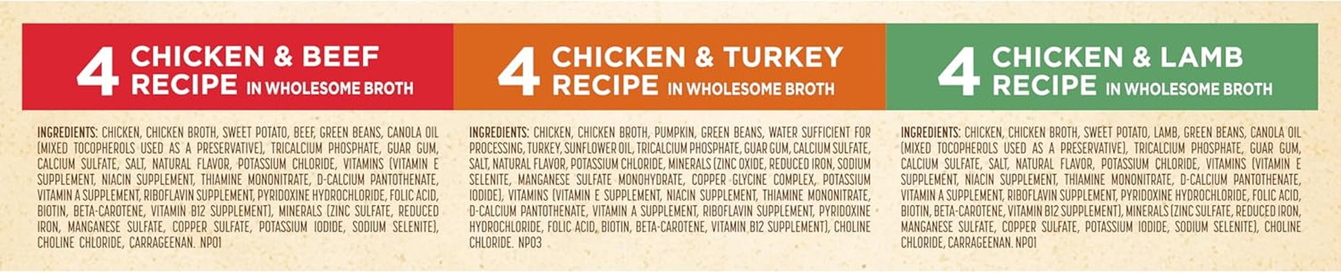 Grain Free Wet Dog Food Variety Pack, Chicken Recipes with Beef, Turkey & Lamb in Savory Broth, 2.75 Oz. Cups (Pack of 12), 2 Count
