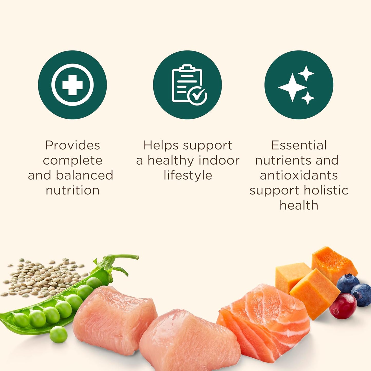 Indoor Complete Premium Natural Dry Cat Food, Chicken with Lentils & Salmon Recipe, 14 Pounds (Packaging May Vary)