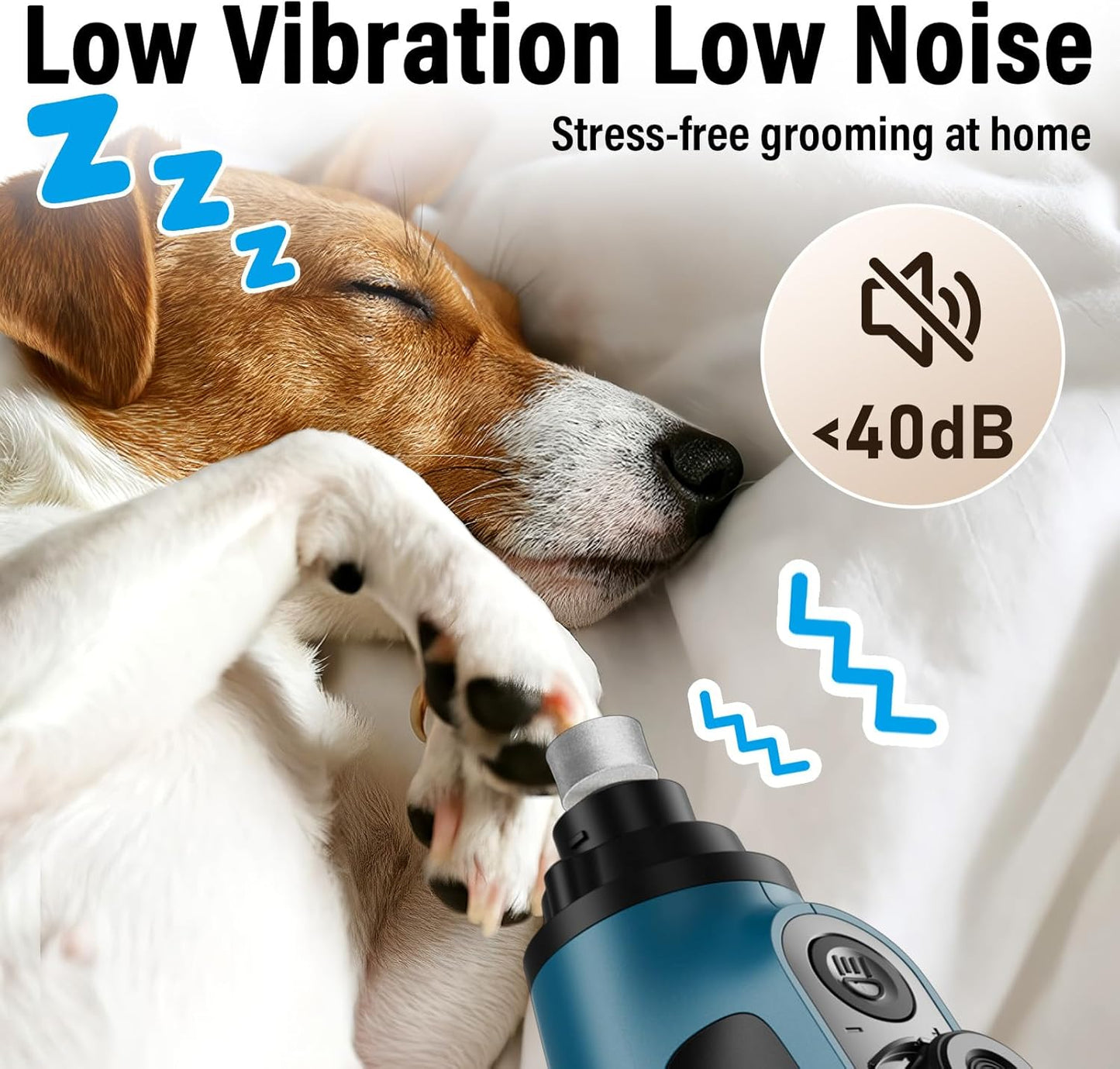 Smart 6-Speed Dog Nail Grinder - 50% More Power Pet Nail Grinder with 2 LED Lights Quiet Rechargeable Electric Dog Nail Trimmers File Toenail Grinder for Large Medium Small Dogs & Cats (DB)