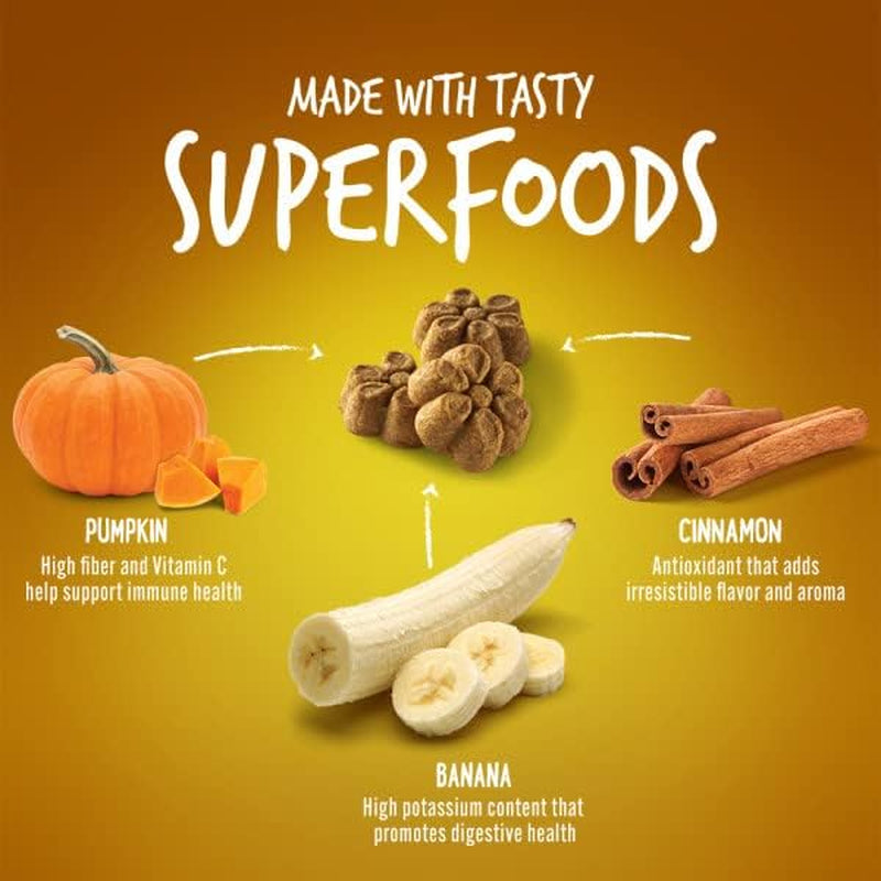 Baked Dog Treats, Healthy Pumpkin Treat for Dogs, Low Calorie & Delicious, Free of Wheat, Corn and Soy, Made in the USA, Pumpkin and Banana Flavor, 7Oz