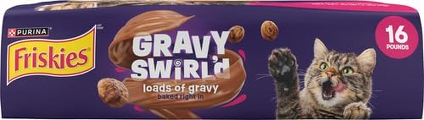 Purina Dry Cat Food Gravy Swirl'D with Flavors of Chicken, Salmon and Gravy - 16 Lb. Bag
