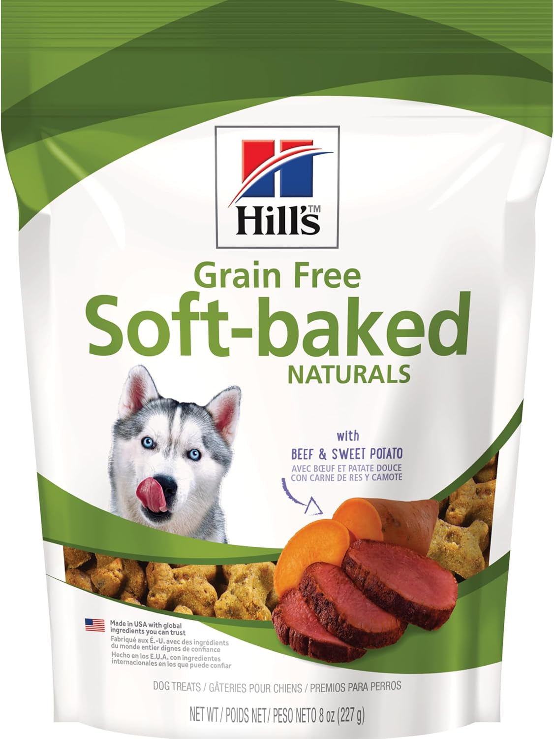 Grain Free Soft Baked Naturals, All Life Stages, Great Taste, Dog Treats, Beef & Sweet Potato, 8 Oz Bag