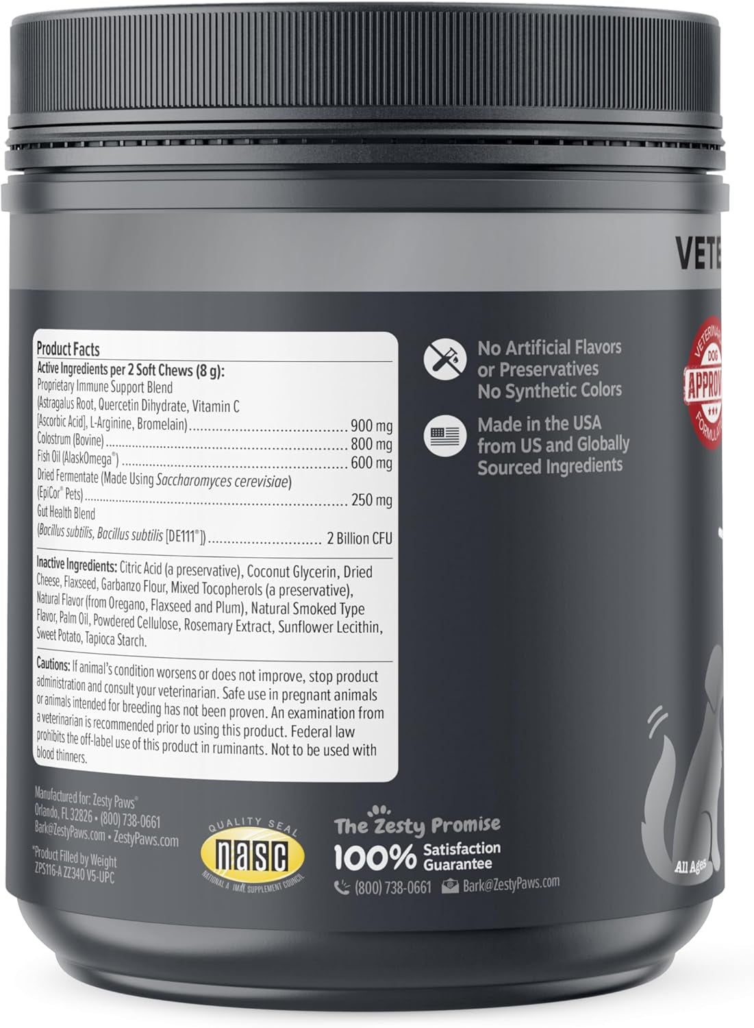 Vet Strength Dog Allergy Relief Chews, Dog Probiotics for Itchy Skin and Ears, Smoked Cheese, 90Ct