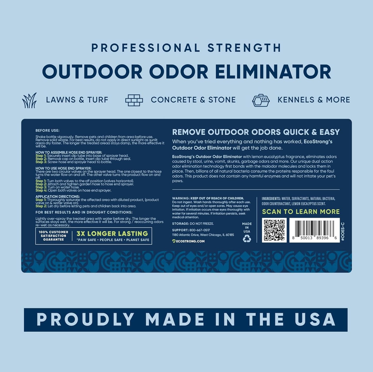 Outdoor Odor Eliminator outside Dog Urine Enzyme Cleaner Powerful Pet, Cat, Animal Scent Deodorizer | Professional Strength for Yard, Turf, Kennels, Patios, Decks (160 Oz Bundle W Sprayer)