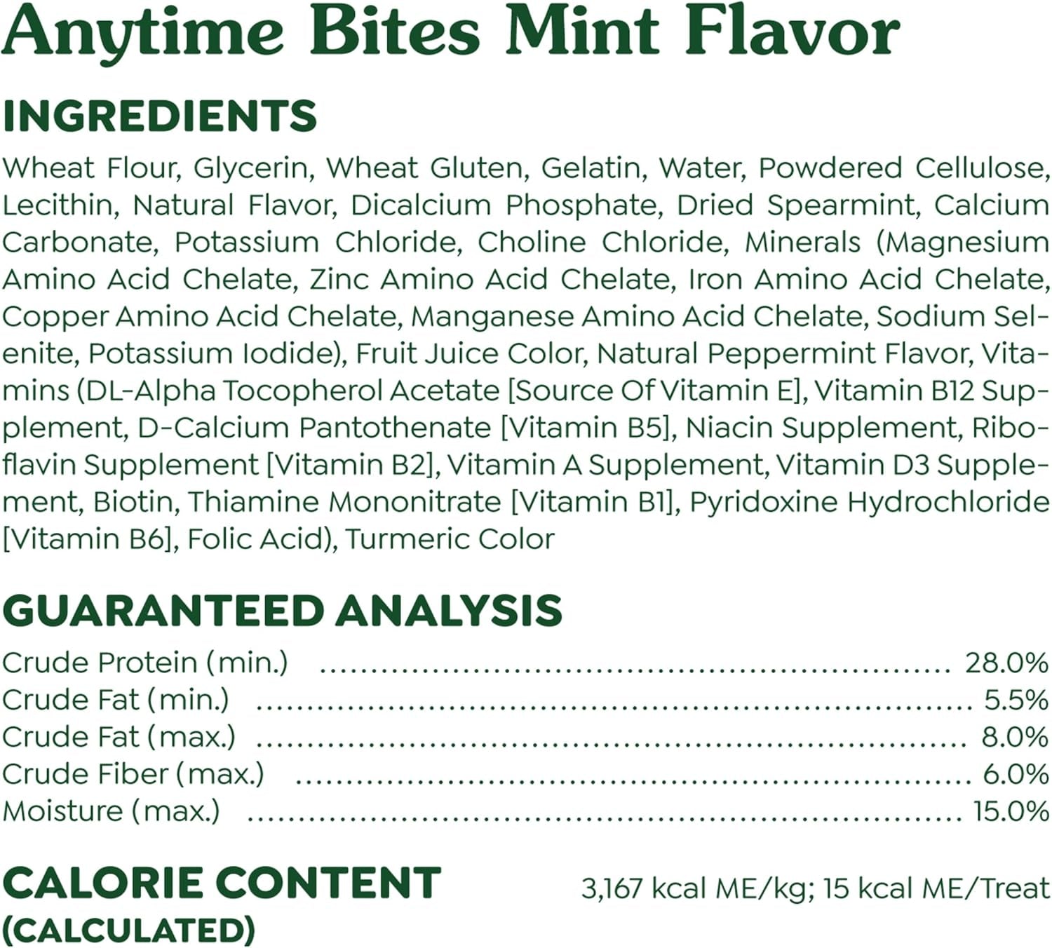 Anytime Bites Dog Treats, Mint Flavor, 24 Oz. Bag