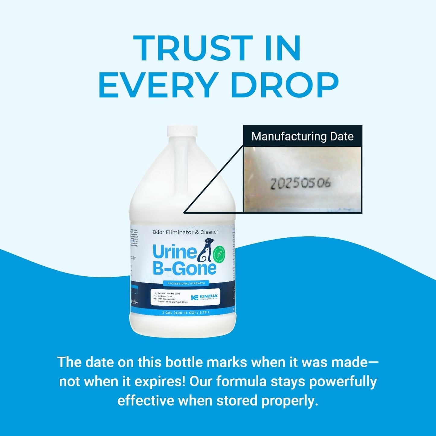 Urine B-Gone, Professional Enzyme Odor Eliminator & Pet Stain Remover, Human, Cat & Dog Urine Cleaner, Effective on Laundry, Carpets & More, Original Scent, 1 Gallon