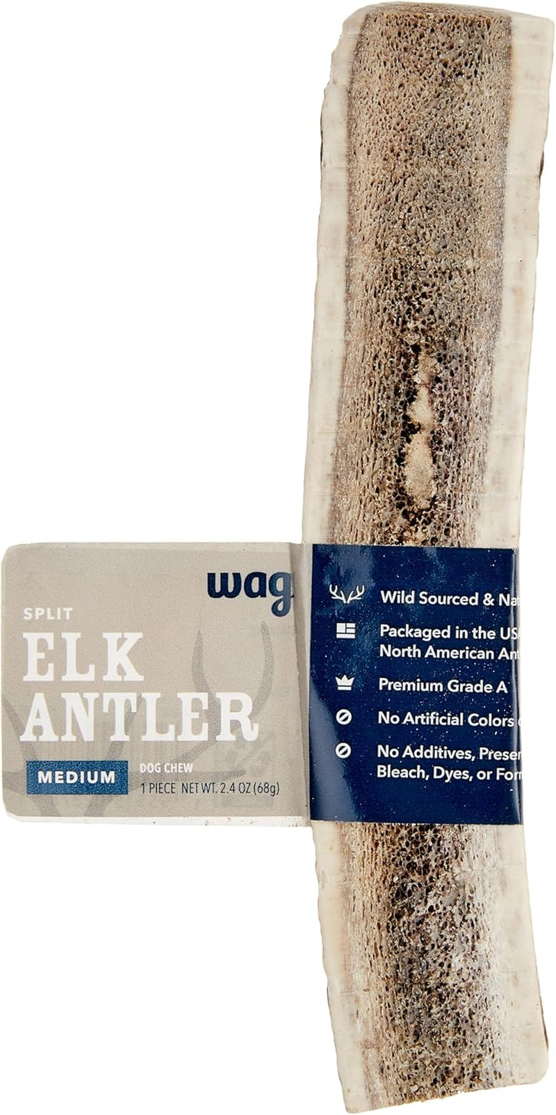 Amazon Brand - Split Elk Antler, Naturally Shed, Long Lasting for Aggressive Chewers, Medium (Best for Dogs 15-30 Lbs)