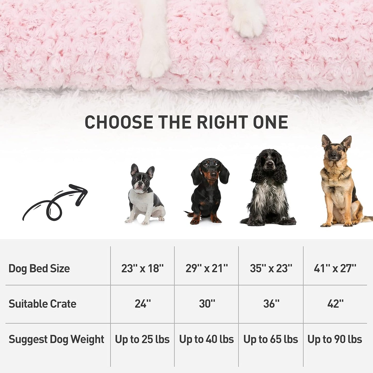 Washable Dog Bed Deluxe Plush Dog Crate Beds Comfy Kennel Pad Anti-Slip Pet Sleeping Mat for Large, Jumbo, Medium, Small Dogs Breeds, 35" X 23", Pink