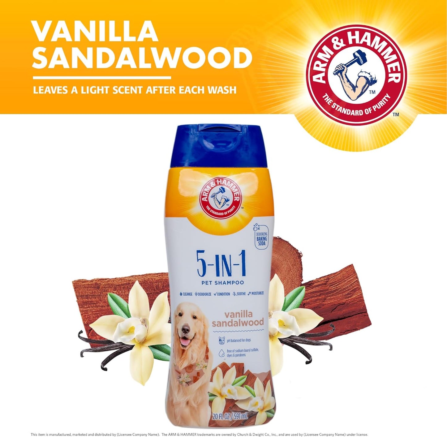for Pets 5-In-1 Pet Shampoo with Conditioner, Vanilla Sandalwood Scent - Deodorizing, Skin Soothing, and Moisturizing Ingredients, Dog Oatmeal Shampoo with Aloe and Shea Butter, 20 Fl Oz
