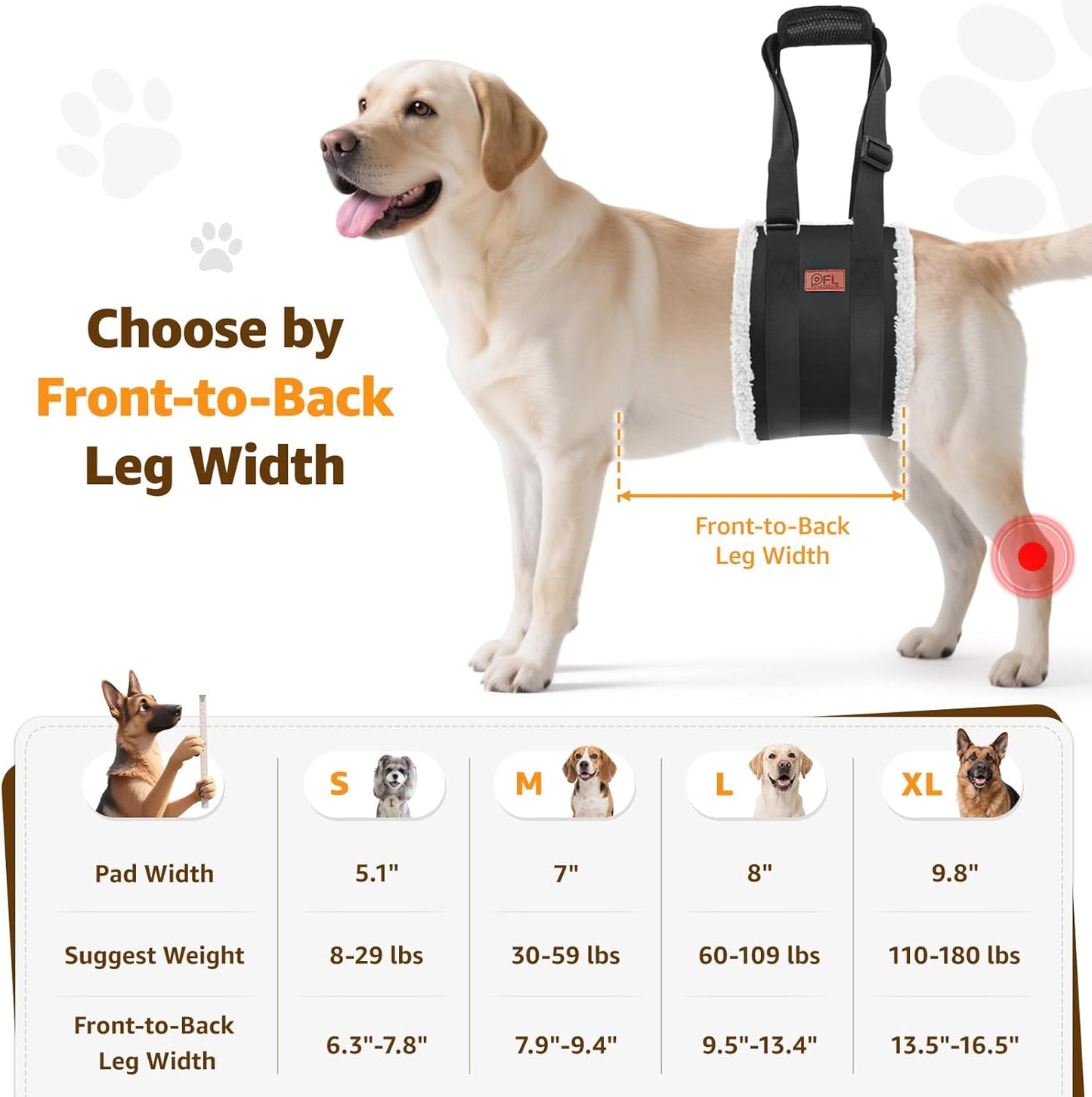 Adjustable Dog Lift Harness Dog Sling for Large Dogs Hind Leg Support Soft Lift Support and Rehab Harness for Weak Rear Legs, Helps Senior, Injured, Disabled and after ACL Surgery Dogs Large