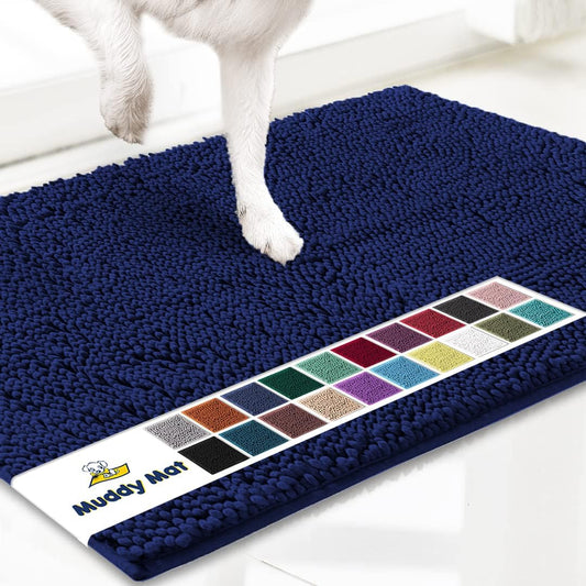 ® Shown on TV – Super Absorbent Door Mat Indoor, Microfiber Quick Dry Chenille Entryway Rug, Non-Slip Front Door Mat, Indoor Mats for Entryway, Machine Washable Pet Rug, Navy Blue 24"X36"