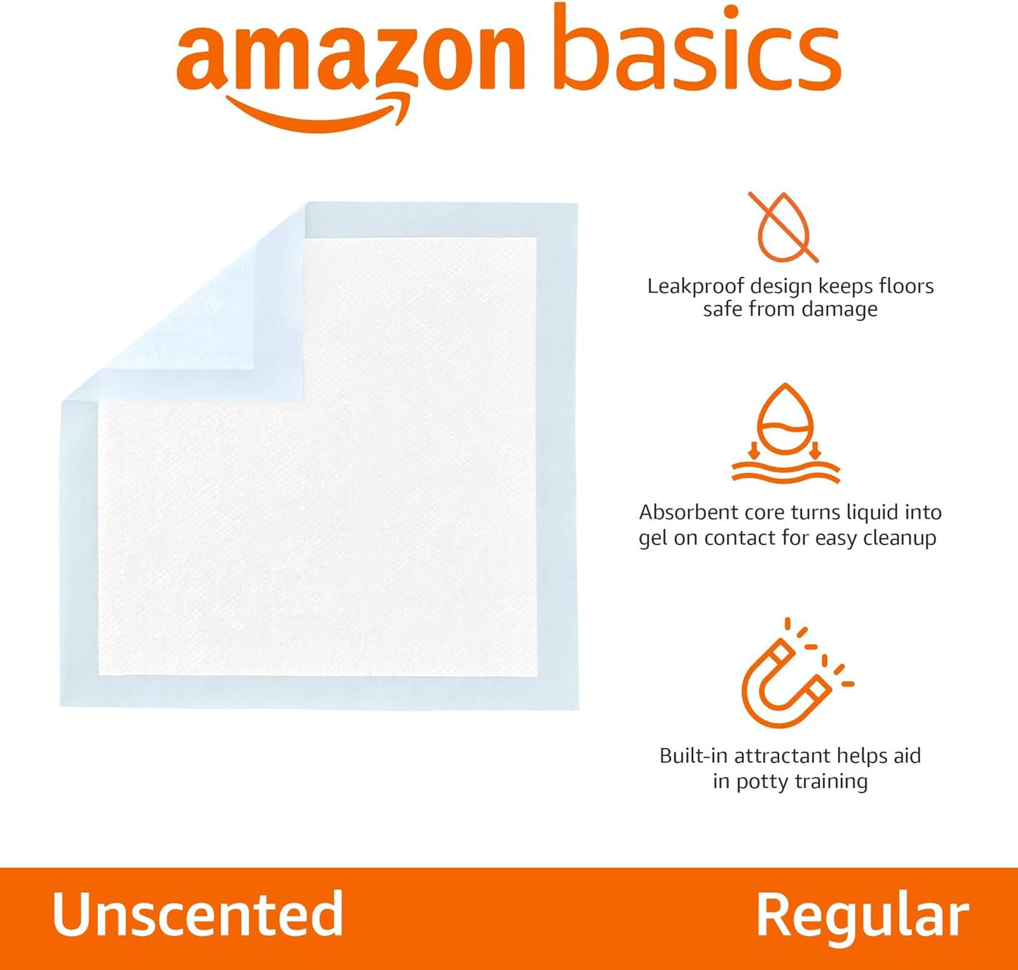 Dog and Puppy Pee Pads, 5-Layer Leak-Proof Super Absorbent, Quick-Dry Surface, Potty Training, Regular (22X22"), 150 Count, Blue & White