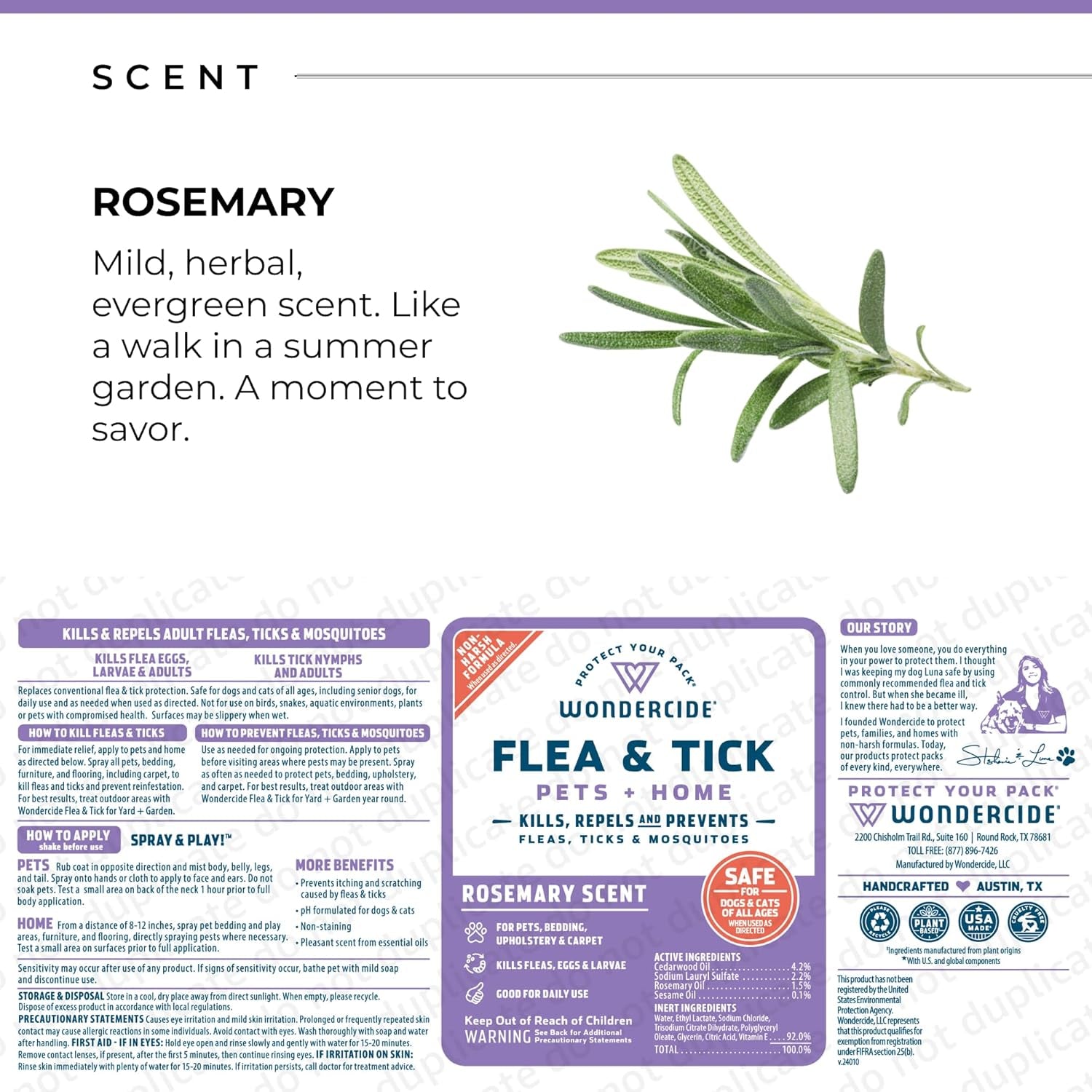 - Flea, Tick & Mosquito Spray for Dogs, Cats, and Home - Killer, Control, Prevention, Treatment - with Natural Essential Oils - Pet and Family Safe - Rosemary 16 Oz