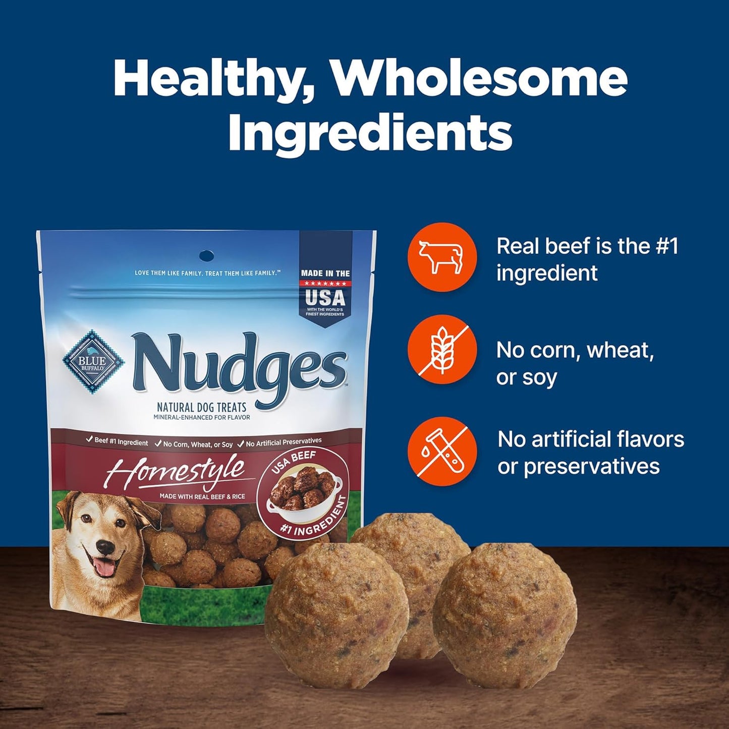 Nudges Homestyle Natural Beef and Rice Dog Treats
