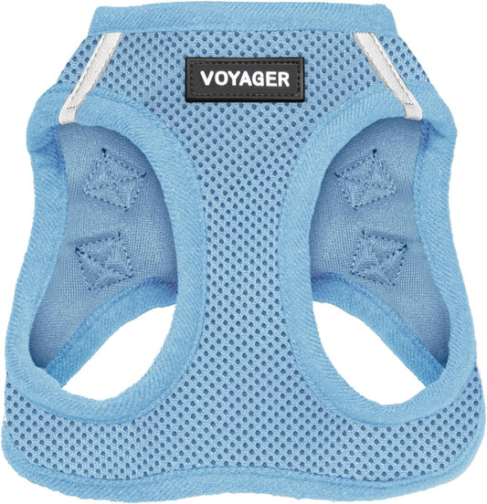 - All Weather Mesh, Reflective, No Pull Harness for Small, Medium Dogs, Cats - Secure with Hook & Loop Fastener, Buckle, Double D-Rings - Baby Blue, M