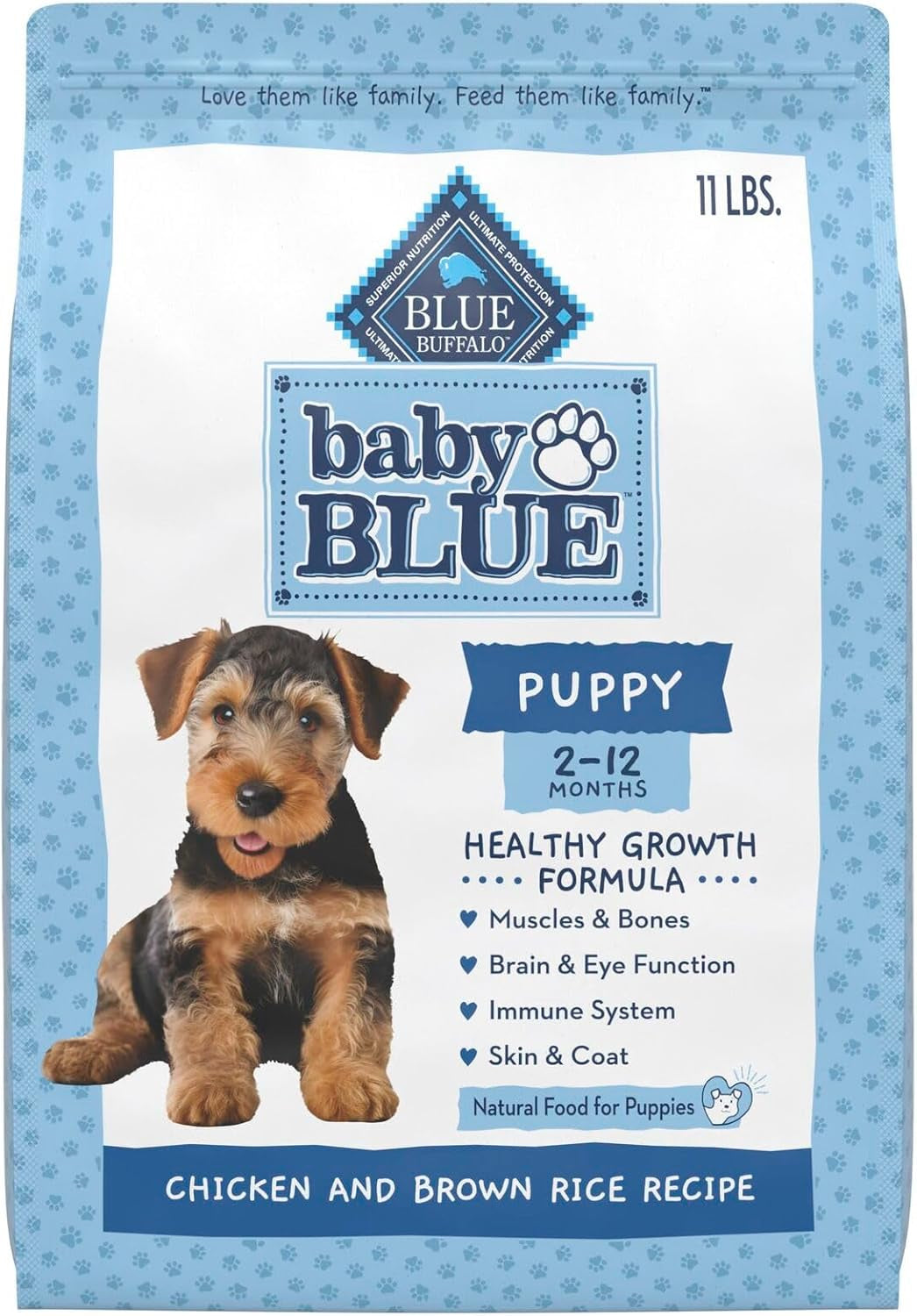 Baby Blue Natural Dry Food for Puppies, Healthy Growth Formula with DHA, Savory Chicken Recipe, 11-Lb Bag