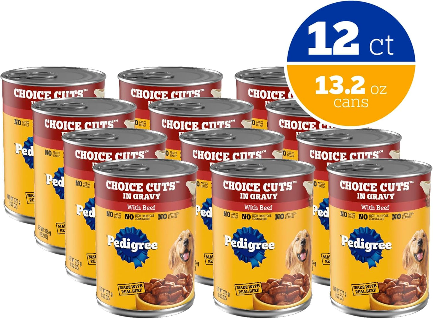 Choice Cuts in Gravy Adult Canned Soft Wet Dog Food, Beef, 13.2 Oz. Cans (12 Count, Pack of 1)