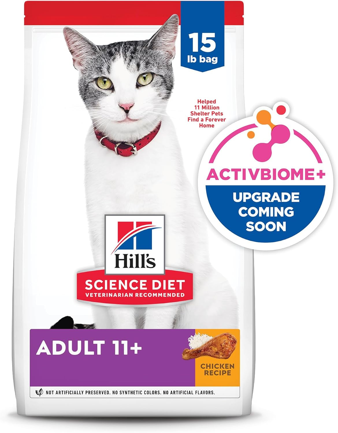 Adult 11+, Senior Adult 11+ Premium Nutrition, Dry Cat Food, Chicken Recipe, 15.5 Lb Bag