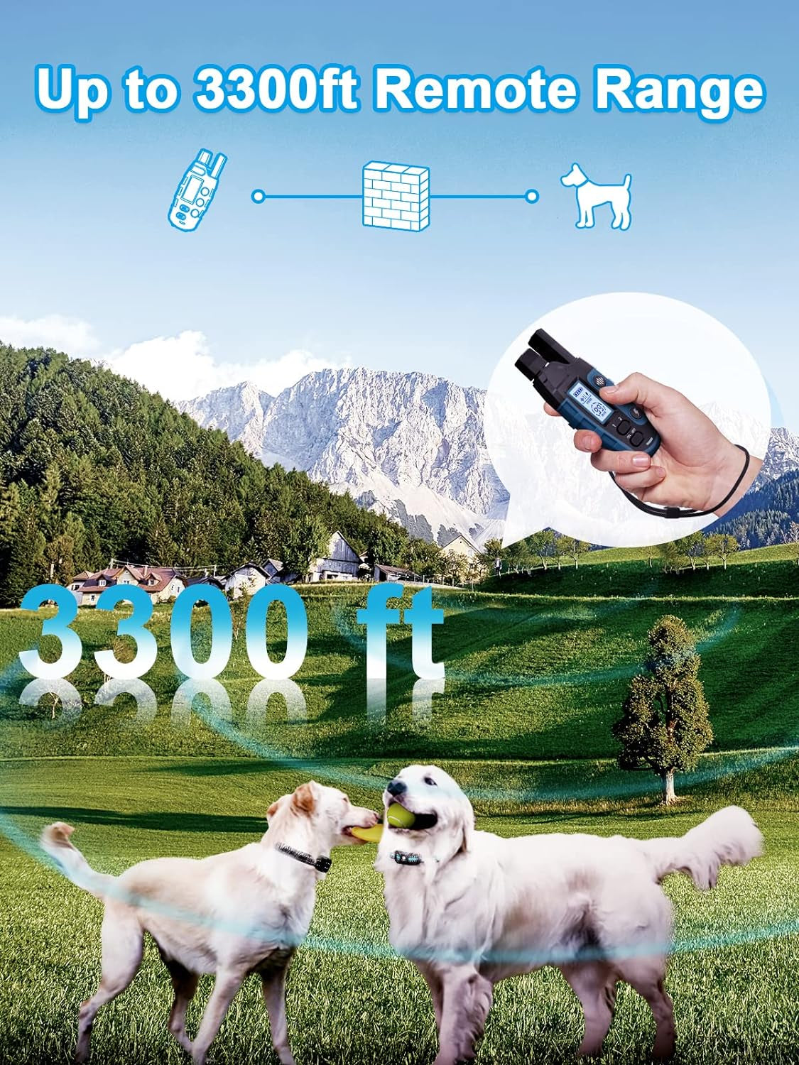 Dog Shock Collar 2 Dogs (5-120Lbs) - 3300 Ft Waterproof Training Collar for Dogs Large Medium Small with Rechargeable Remote, Beep (1-8) Vibration (1-16) and Humane Shock (1-99) Modes
