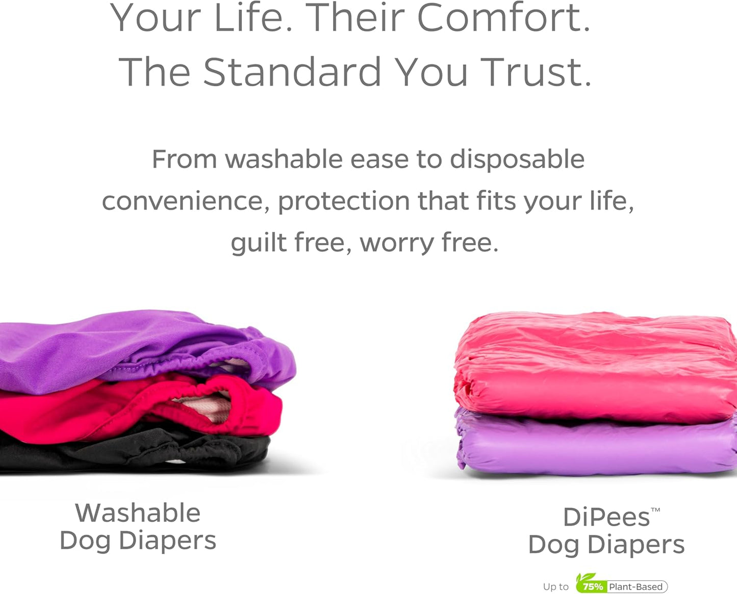® Washable Dog Diapers (3Pack) + Extendrs® of Durable Doggie Diapers, Premium Dog Diapers Female (Large, Princess)