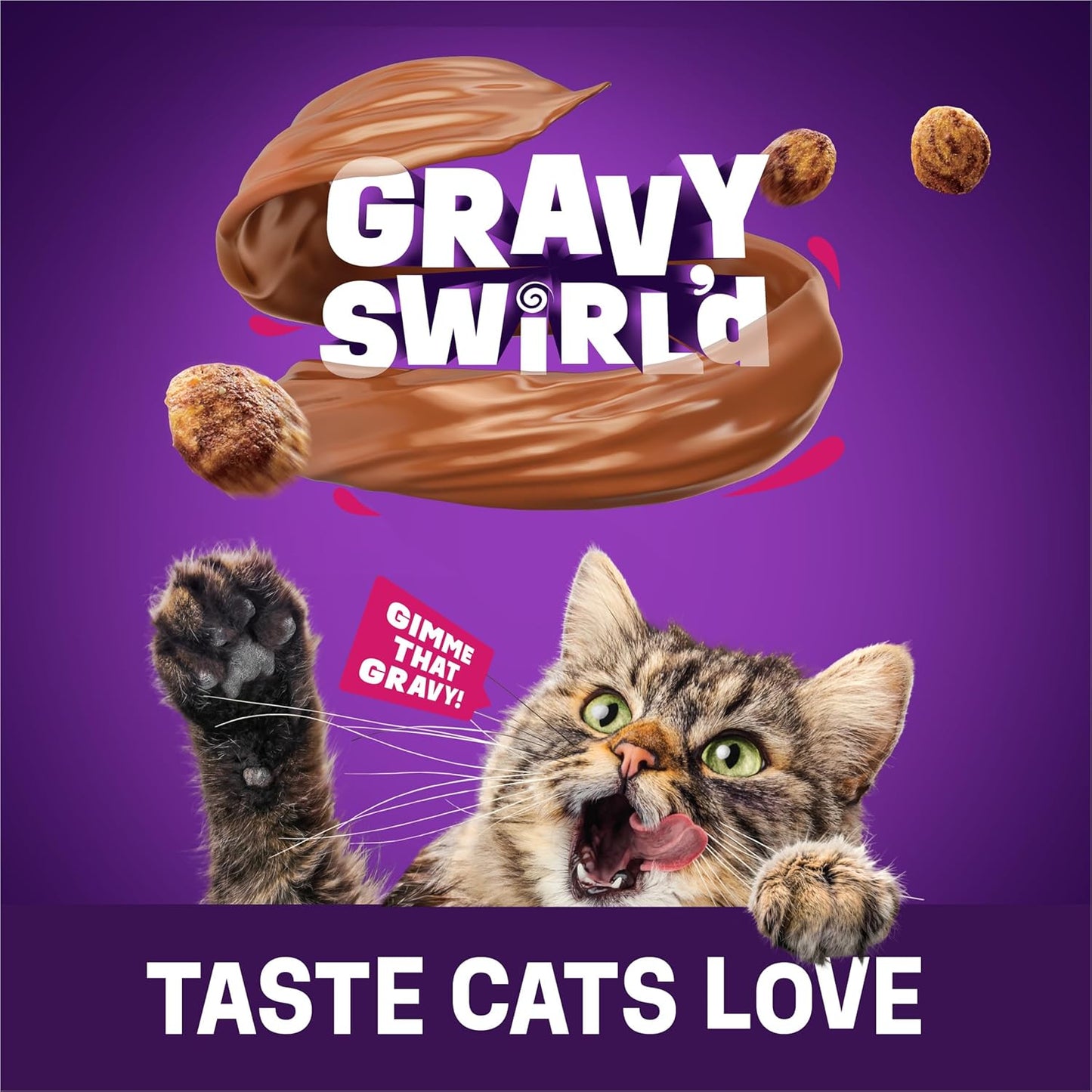 Purina Dry Cat Food Gravy Swirl'D with Flavors of Chicken, Salmon and Gravy - 22 Lb. Bag