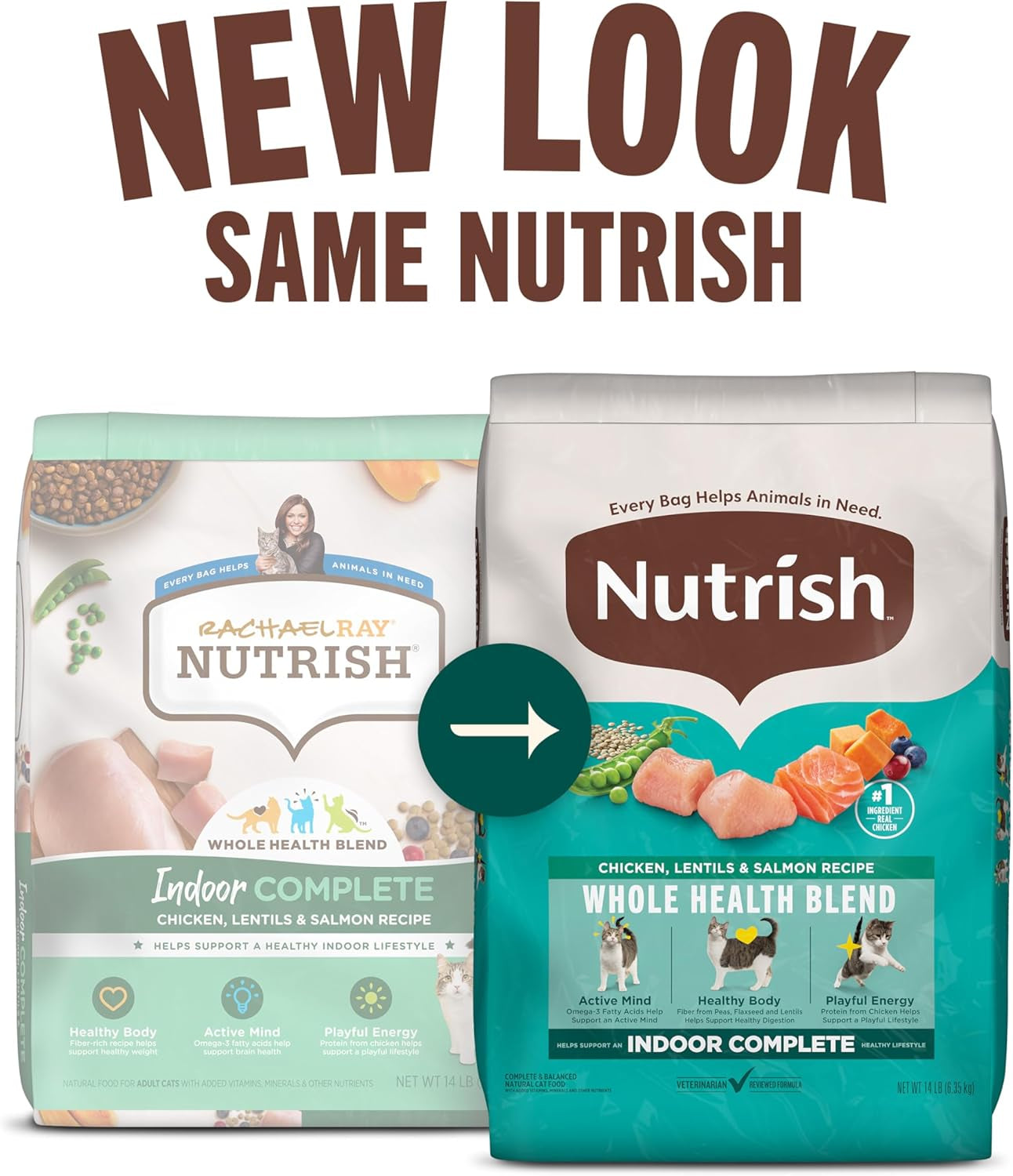 Rachael Ray Indoor Complete Premium Natural Dry Cat Food, Chicken with Lentils & Salmon Recipe, 6 Pounds (Packaging May Vary)