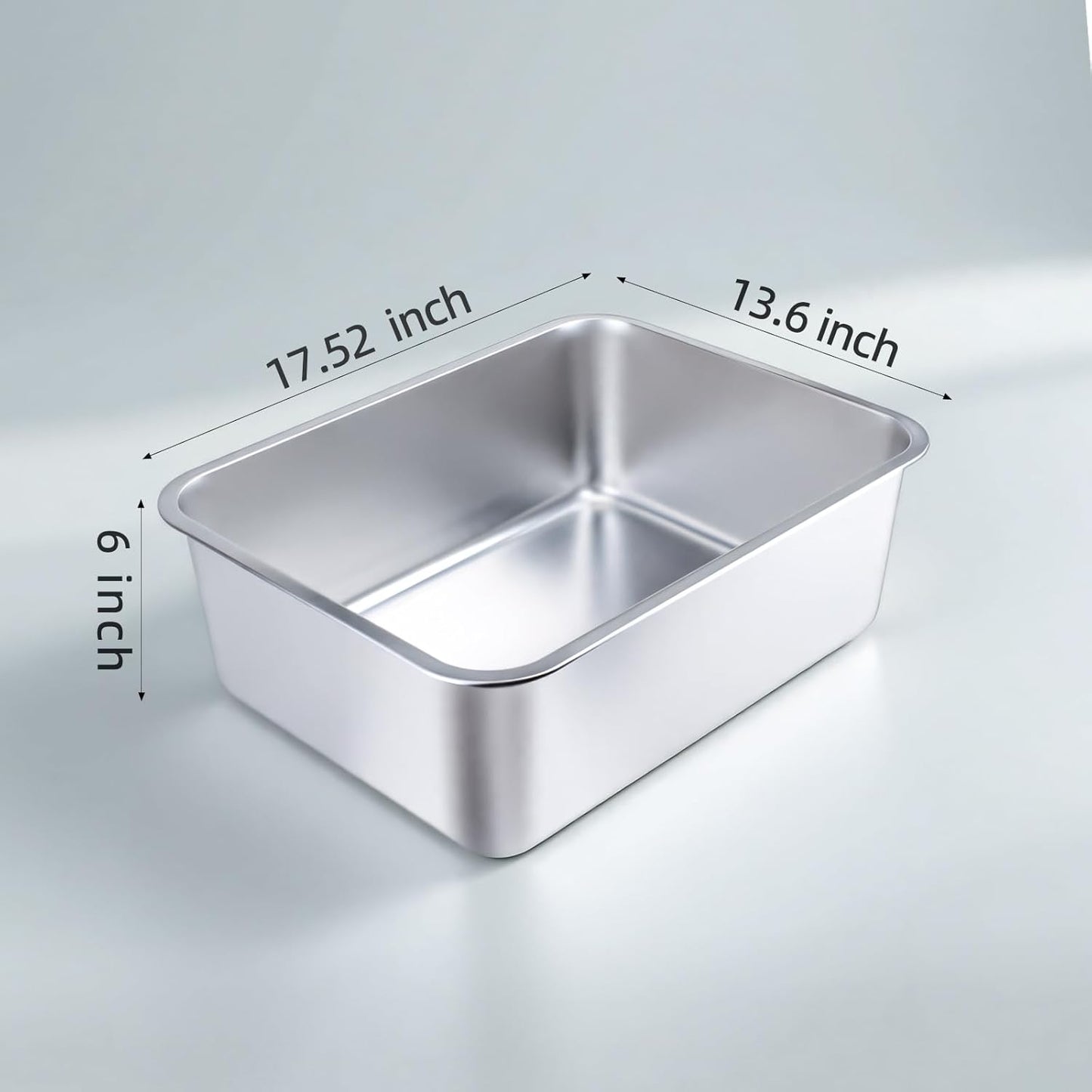 Stainless Steel Cat Litter Box - Large Metal High-Sided Litter Pan for Cats, Rabbits, and Pets, Non-Stick, Odor-Free, Easy to Clean, Splash-Proof, Sturdy and Durable Indoor Cat Toilet Supplies