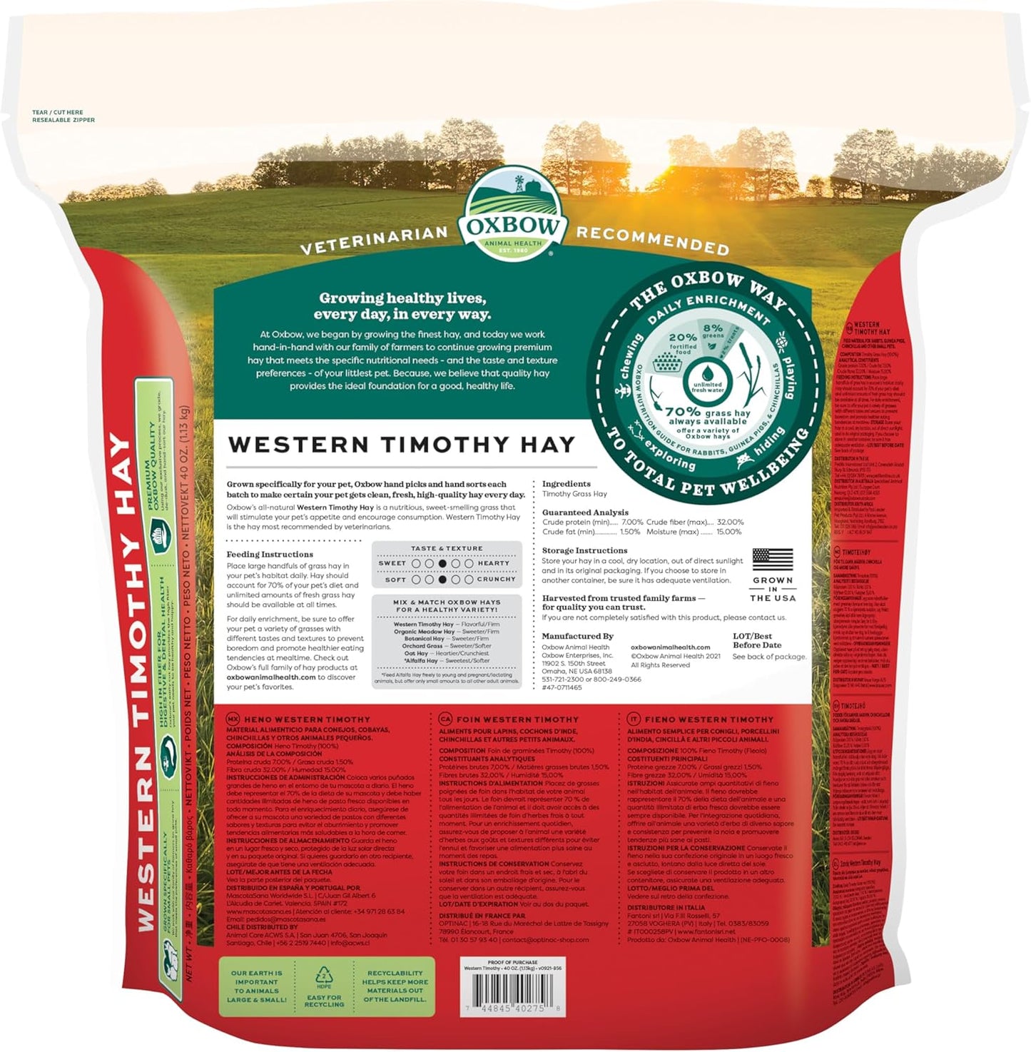 Western Timothy Hay for Small Pets – All-Natural Grass Hay for Rabbits, Guinea Pigs, and Chinchillas – High Fiber for Digestive Health and Dental Support – 40 Oz Bag