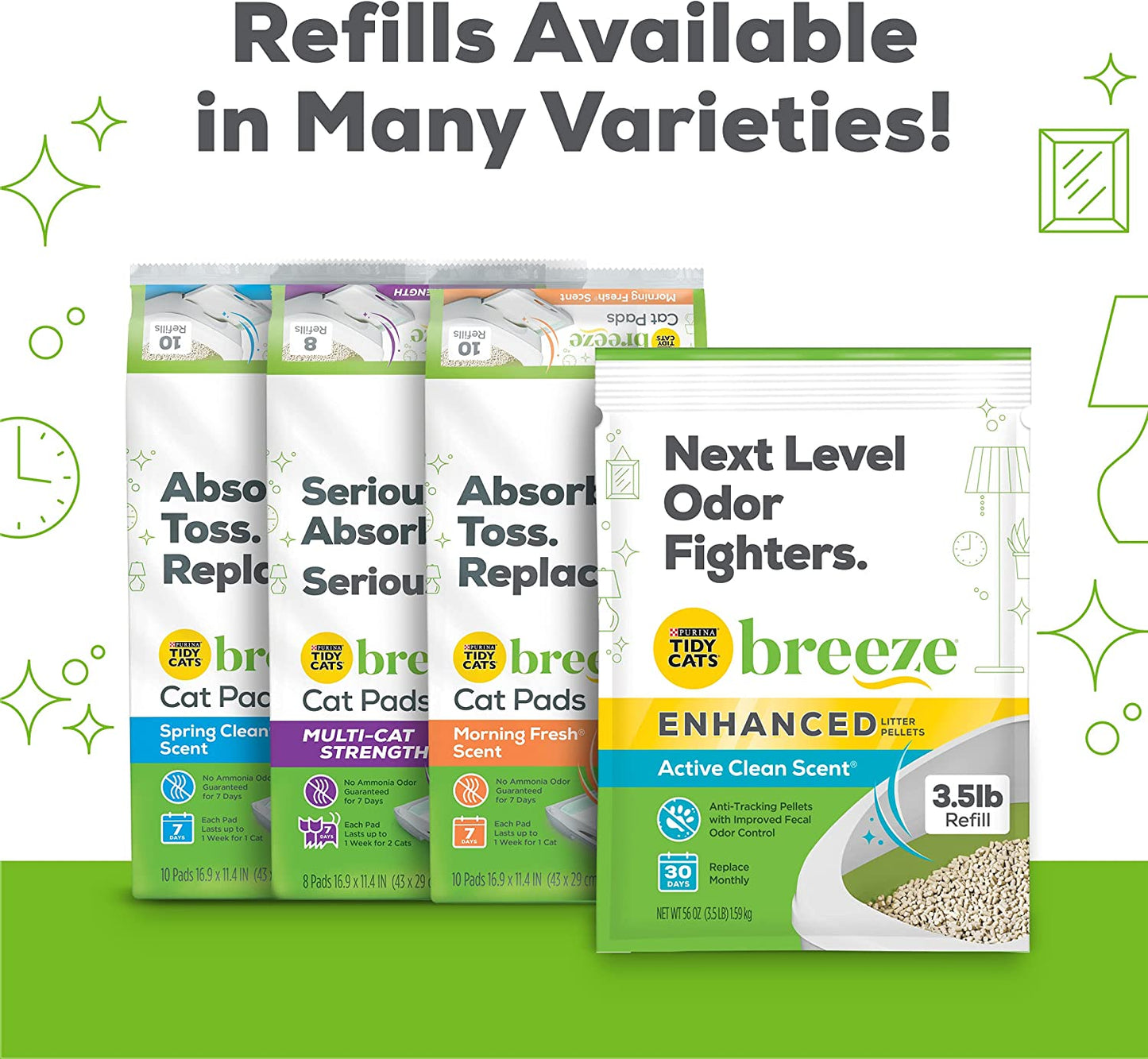 Purina Hooded Litter Box System, BREEZE Hooded System Starter Kit Litter Box, Pellets & Pads