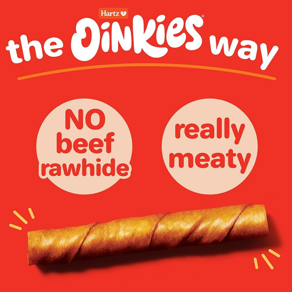 Oinkies Smoked Twists with Naturally Smoked Pork Rawhide-Free Dog Treats, Highly Digestible Long Lasting Dog Chews, 40 Count