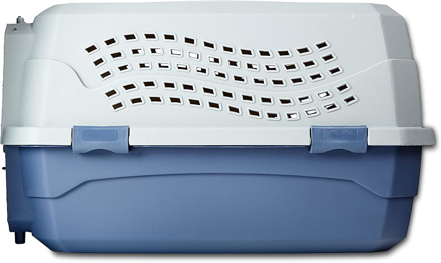 2-Door Top-Load Hard-Sided Dogs, Cats Pet Travel Carrier, Gray & Blue, 22.8"L X 15.0"W X 13.0"H