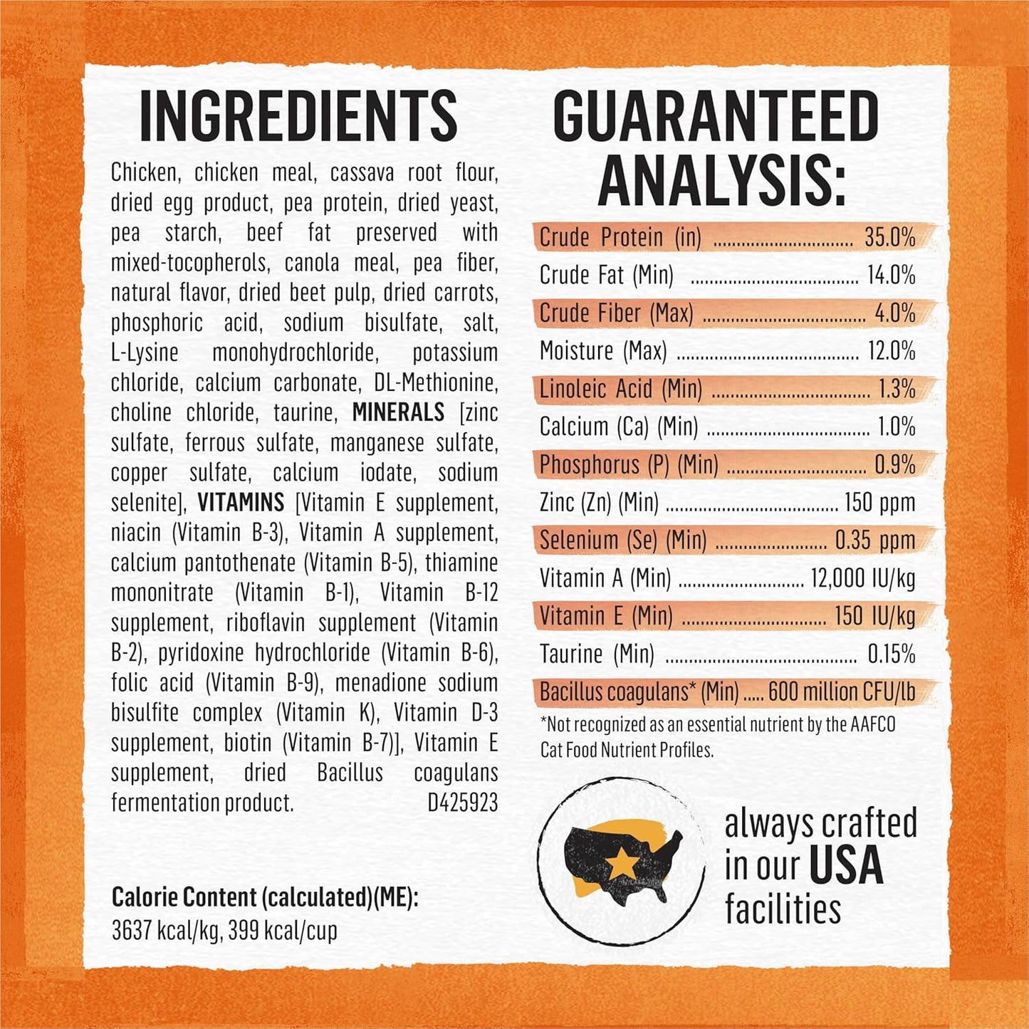 Grain Free White Meat Chicken and Egg Recipe Natural Cat Food High Protein Cat Food Dry Formula - 16 Lb. Bag