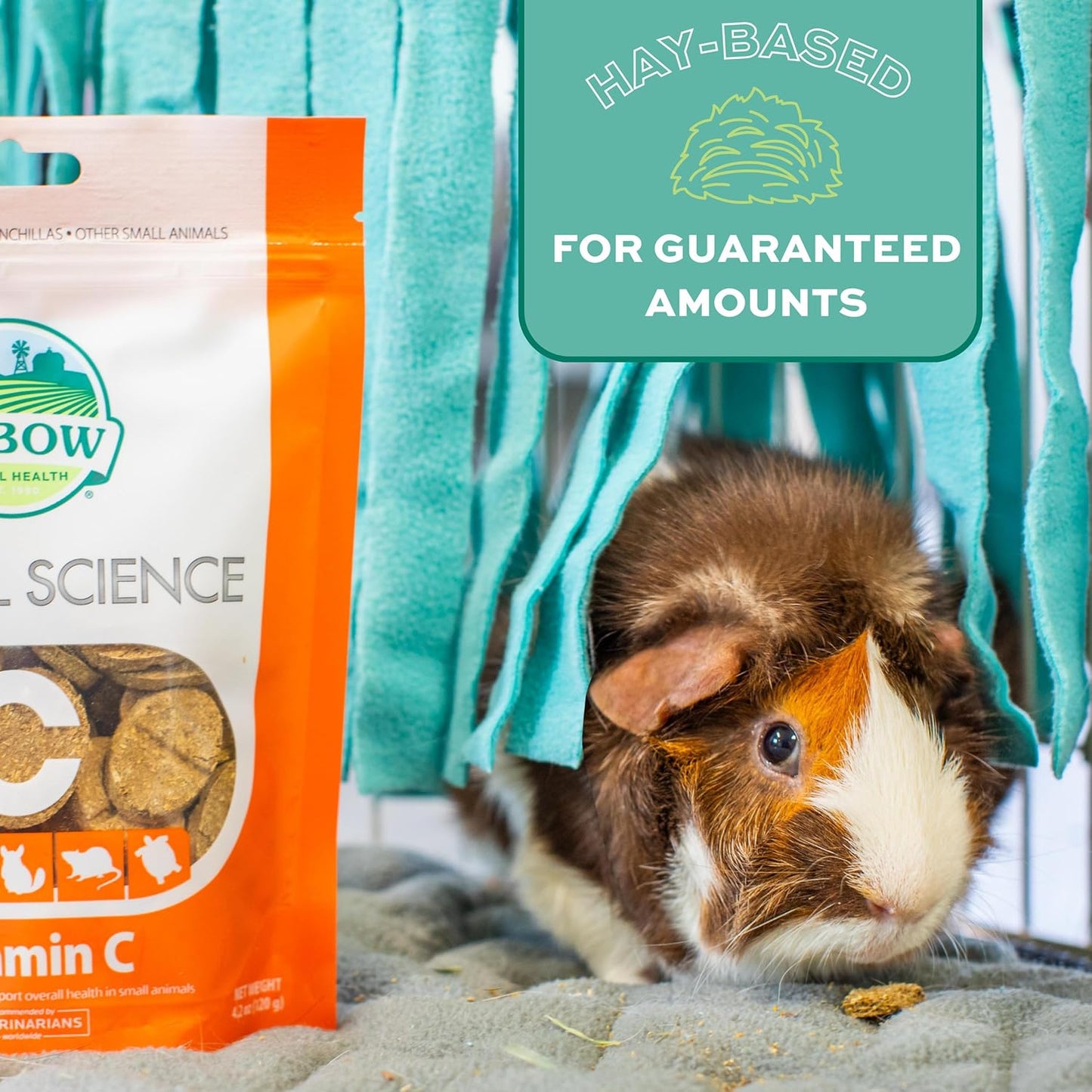 Animal Health Natural Science Vitamin C Supplement, Vitamin C for Guinea Pig, Made with Timothy Hay, Pet Supplements for Guinea Pigs, Veterinarian Formula, Made in USA, 4.2 Oz Bag