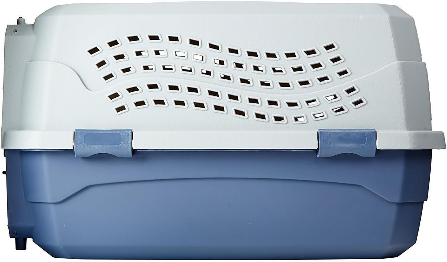 2-Door Top-Load Hard-Sided Dogs, Cats Pet Travel Carrier, Gray & Blue, 22.8"L X 15.0"W X 13.0"H