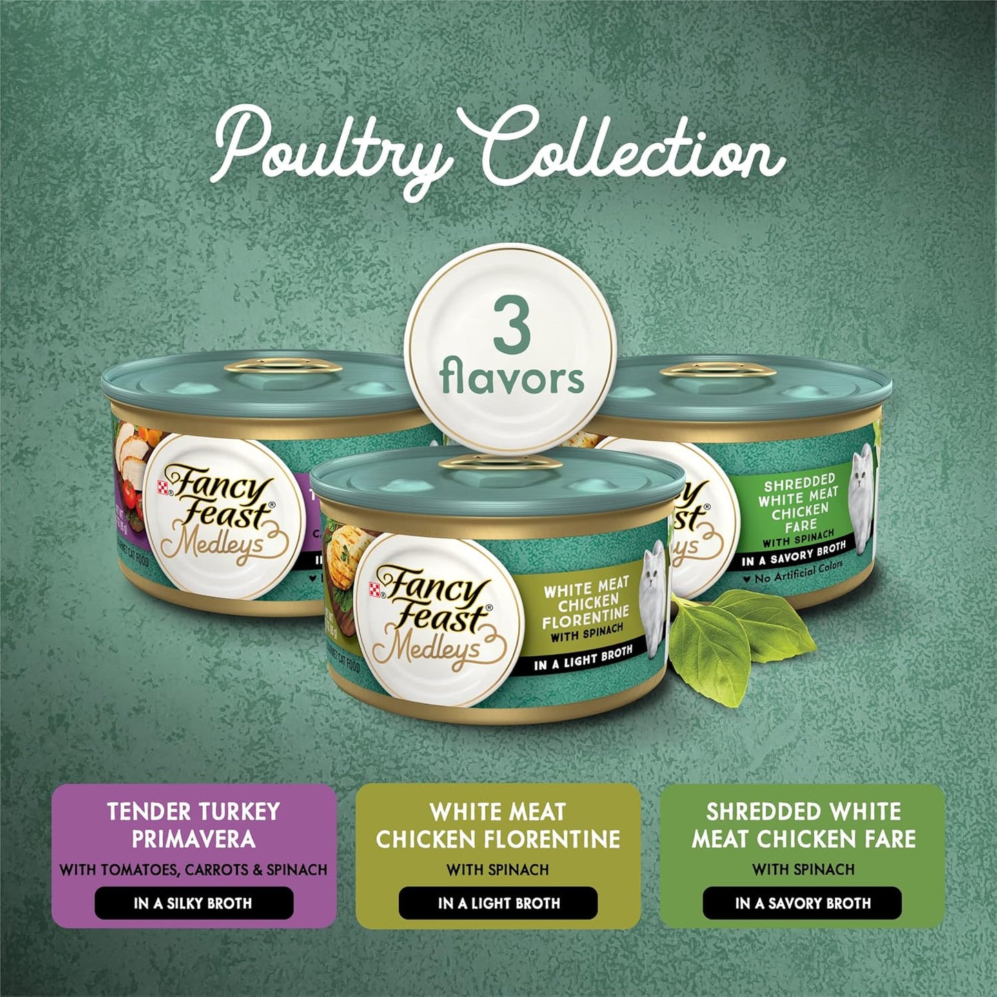 Purina Medleys Poultry Collection Wet Cat Food Variety Pack - (Pack of 30) 3 Oz. Cans