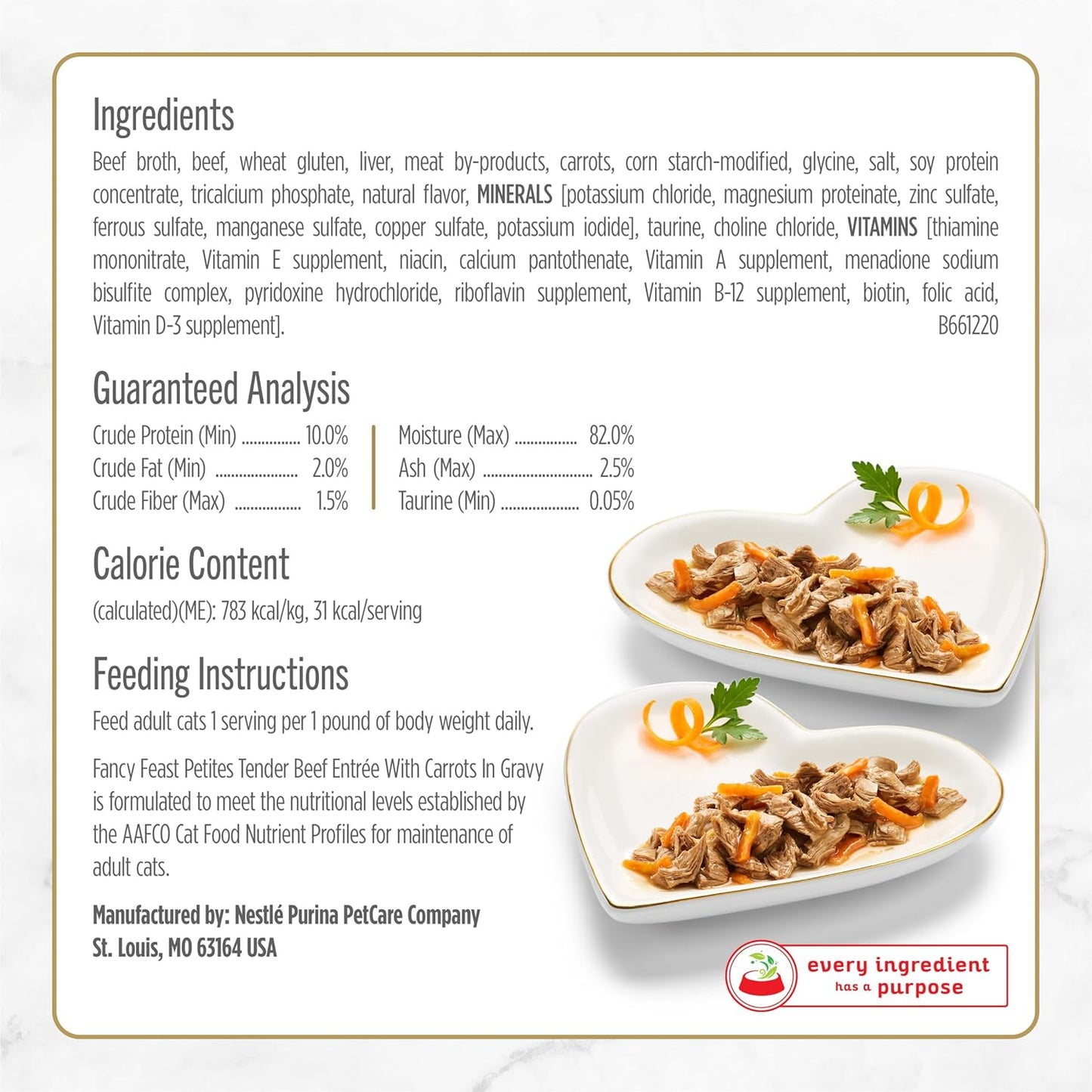 Purina Petites Tender Beef Entree with Carrots in Gravy Gourmet Wet Cat Food - (Pack of 12) 2.8 Oz. Tubs