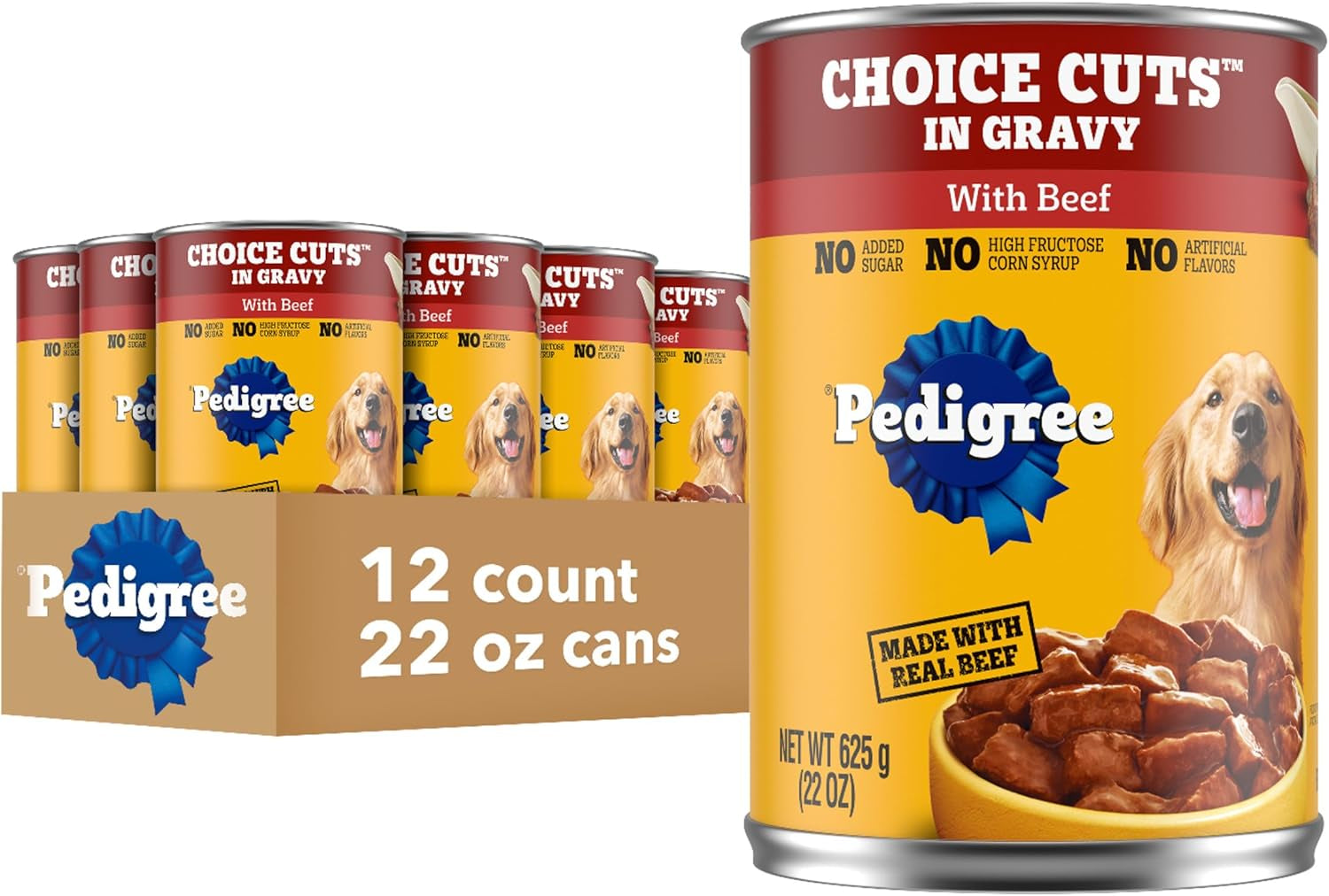 Choice Cuts in Gravy Adult Canned Soft Wet Dog Food with Beef, 22 Oz. Cans (12 Count, Pack of 1)