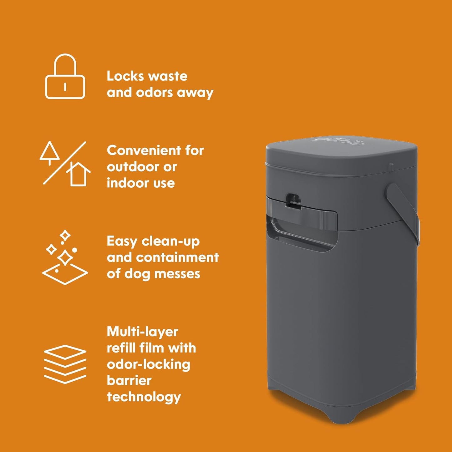 Pail | Dog Waste Disposal System for Outdoor and Indoor Odor Control | Dog Poop Trash Can | Includes 1 Square Refill Bag That Lasts up to 2 Months