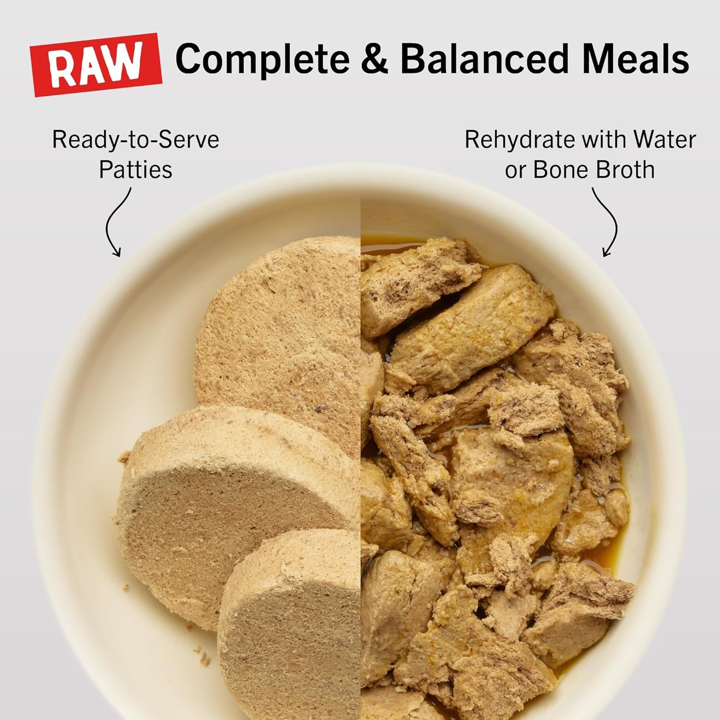 Freeze-Dried Raw Dinner Patties - Duck Duck Goose Recipe - High Protein Grain-Free Puppy & Dog Food - Perfect for Picky Eaters - 14 Oz