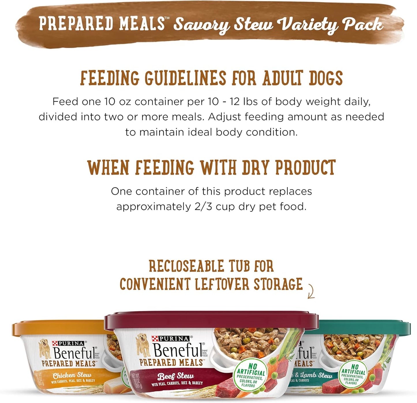 Purina Gravy Wet Dog Food Variety Pack, Prepared Meals Stew - (12) 10 Oz. Tubs